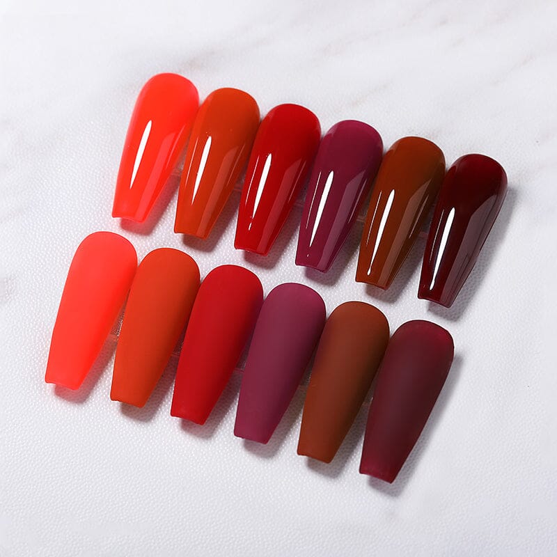 6 Colors Red Gel Nail Polish Set - 19 Shades, 10ml Each - Perfect for Manicures, Pedicures & Nail Art Designs