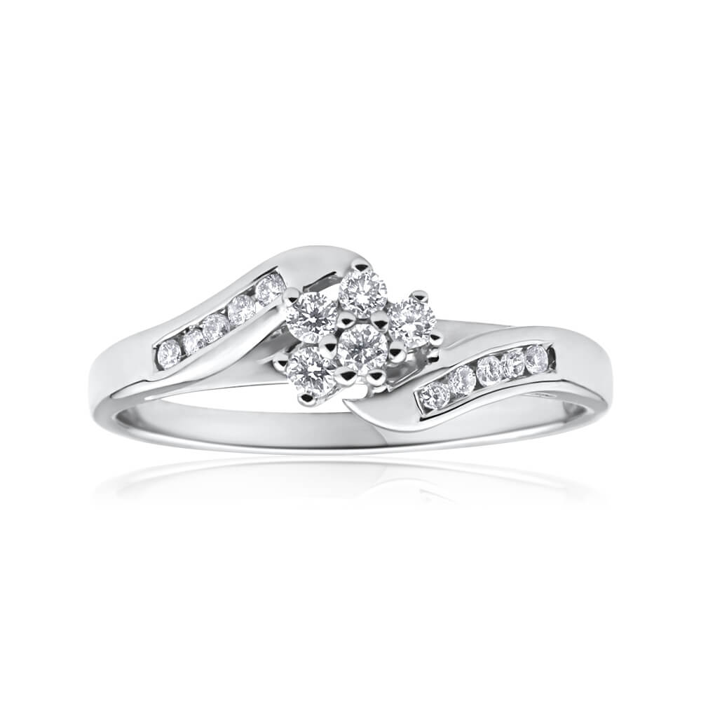 9ct White Gold 1/4 Carat Diamond Engagement Ring for Women - Elegant Wedding Band & Anniversary Gift for Her