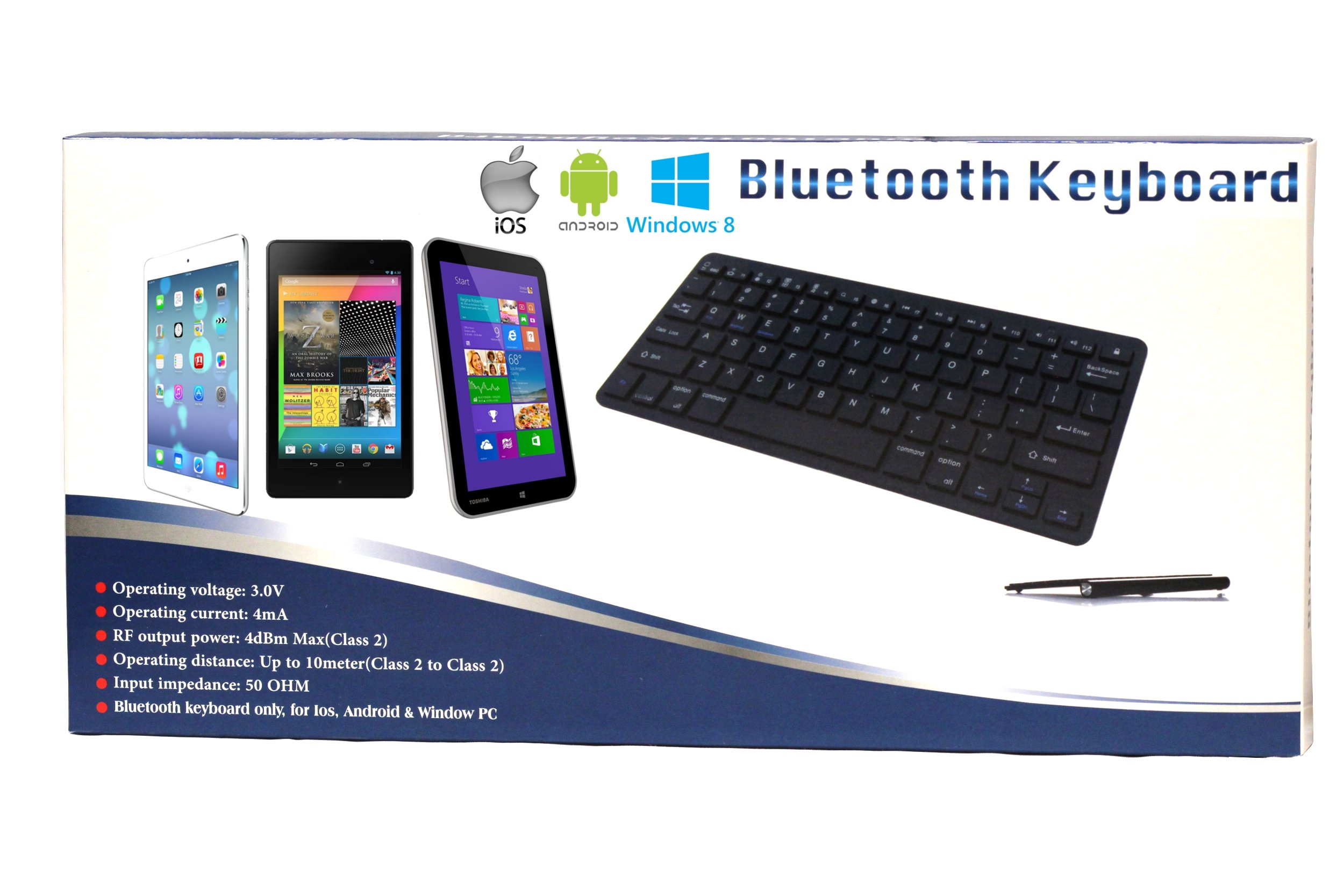 Navitech Black Wireless Bluetooth Keyboard - Compatible with iPhone 5S/5C, iPad Air, iPad Mini 2 & Smartphones | Slim Portable Design for Home, Office & Travel Use