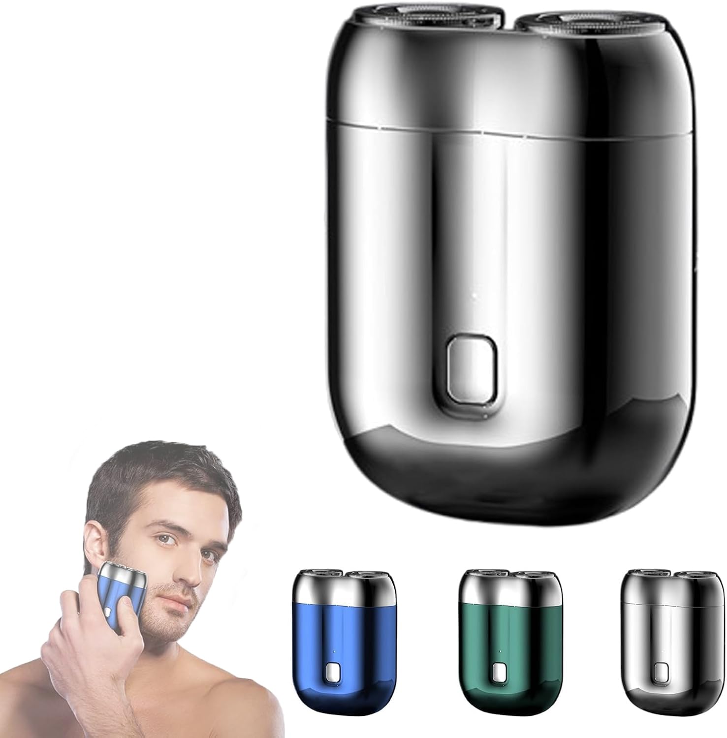 Jacooba Mini Dual-Head Electric Shaver for Men - Gray Cordless Travel Shaver with Precision Trimming for Beard, Mustache & Body Grooming - Perfect for Home, Office & On-The-Go Use