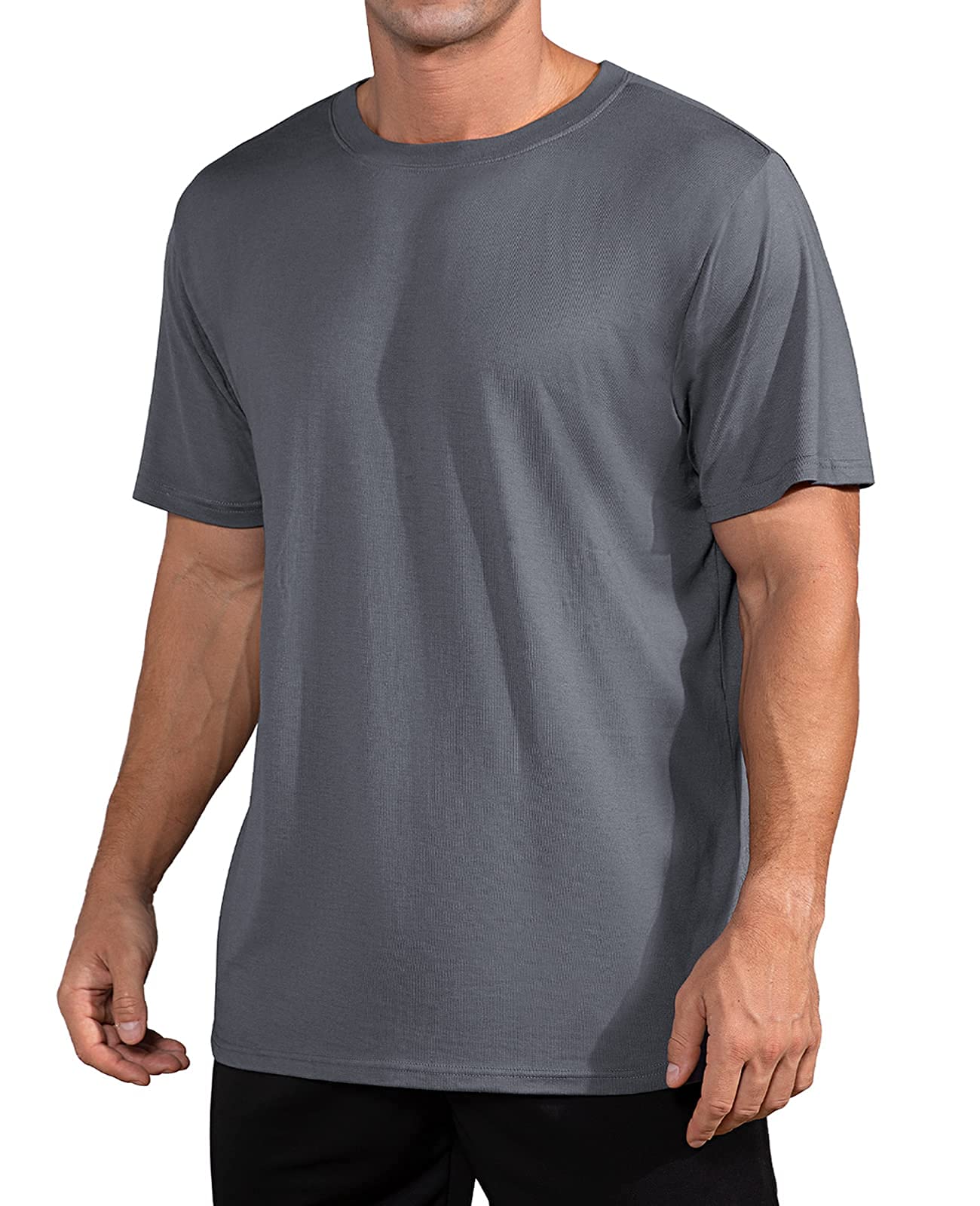 QUALFORT Men's Bamboo Viscose T-Shirt - Soft Breathable Crewneck Undershirt for Casual Wear & Layering | Eco-Friendly Comfort Shirt for Everyday Use