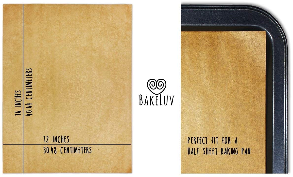 BAKELUV Unbleached Kraft Brown Parchment Paper Sheets 12x16 Inch - 200 Count Non-Stick Precut Baking Paper for Cookies, Cakes & Bread | Oven, Air Fryer, Grill & Freezer Safe | Perfect for Baking, Roasting & Meal Prep