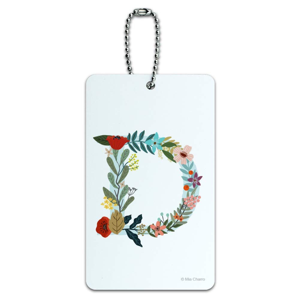 Floral Monogram Letter D Luggage Tag - Personalized Initial ID Card for Suitcases & Carry-On Bags - Perfect for Travel, Business Trips & Vacation Identification