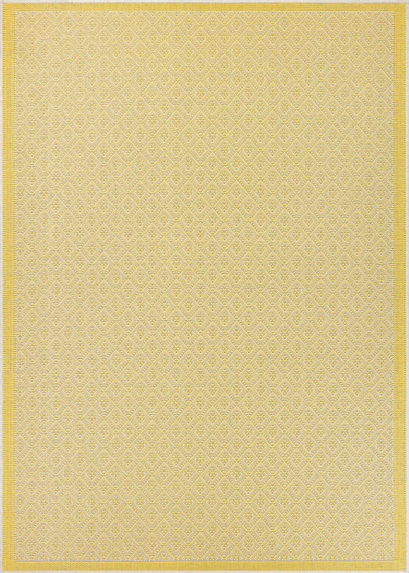 5.75' x 9' Lemon Yellow and Beige Modern Rectangular Outdoor Rug - Perfect for Patio, Deck, Poolside or Garden Decor
