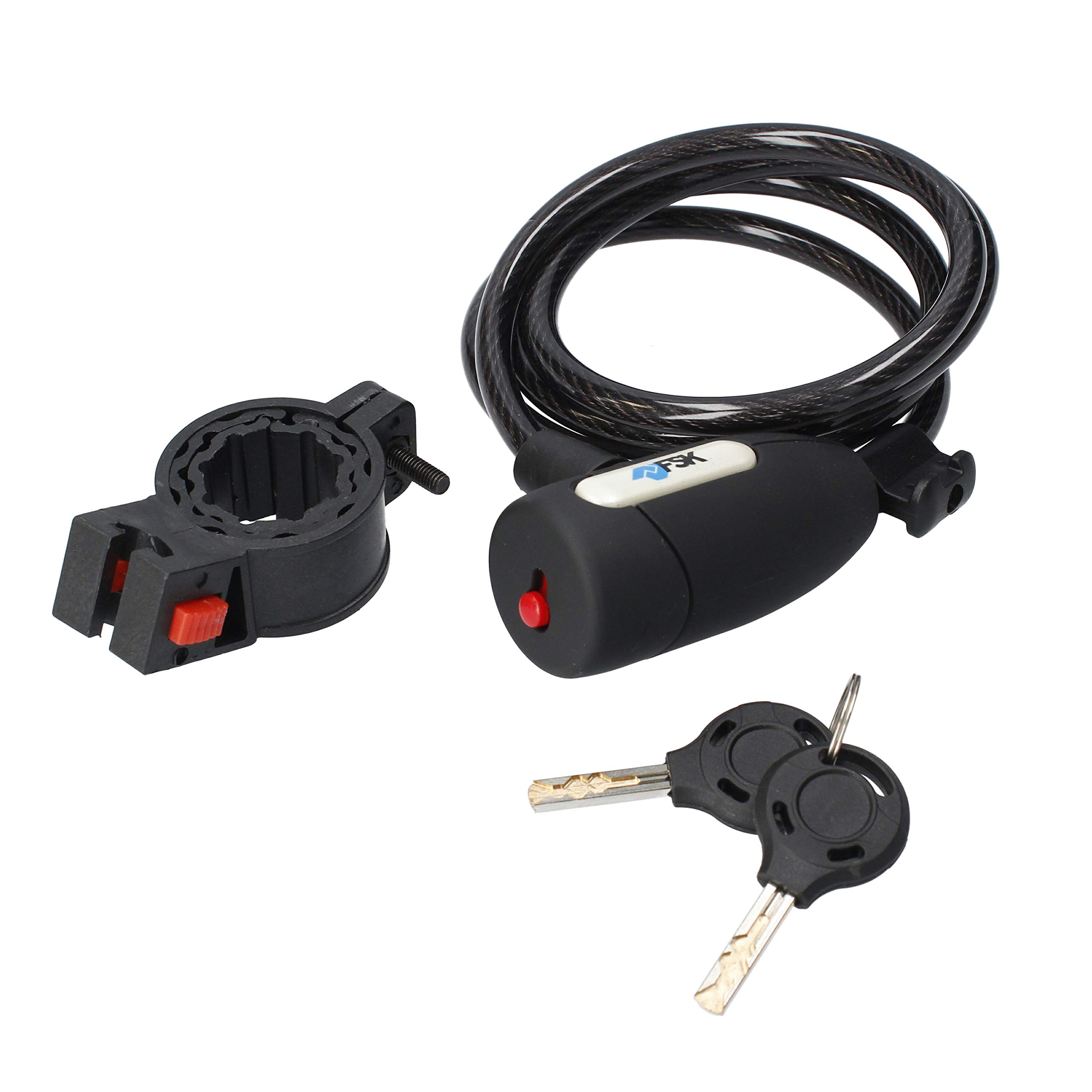 FSKCAN003 8mm x 120cm Heavy Duty Steel Cable Lock with 2 Keys - Secure Bikes, Motorcycles, Gates, Sheds & Outdoor Equipment