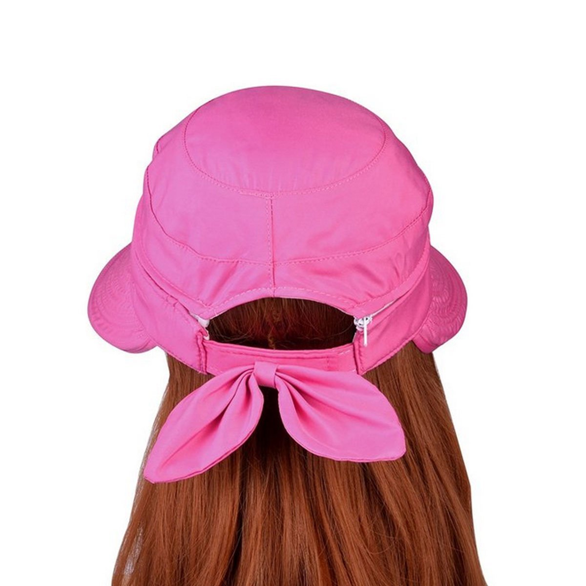 Asian Women's Bowknot Sun Hat - Wide Brim UV Protection Visor Cap for Summer Beach, Garden, and Outdoor Activities
