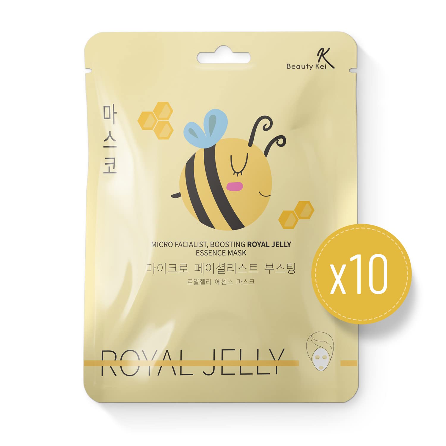 Korean Royal Jelly Face Mask - Anti-Aging & Deep Hydration (10-Pack) for Night Skincare Routine