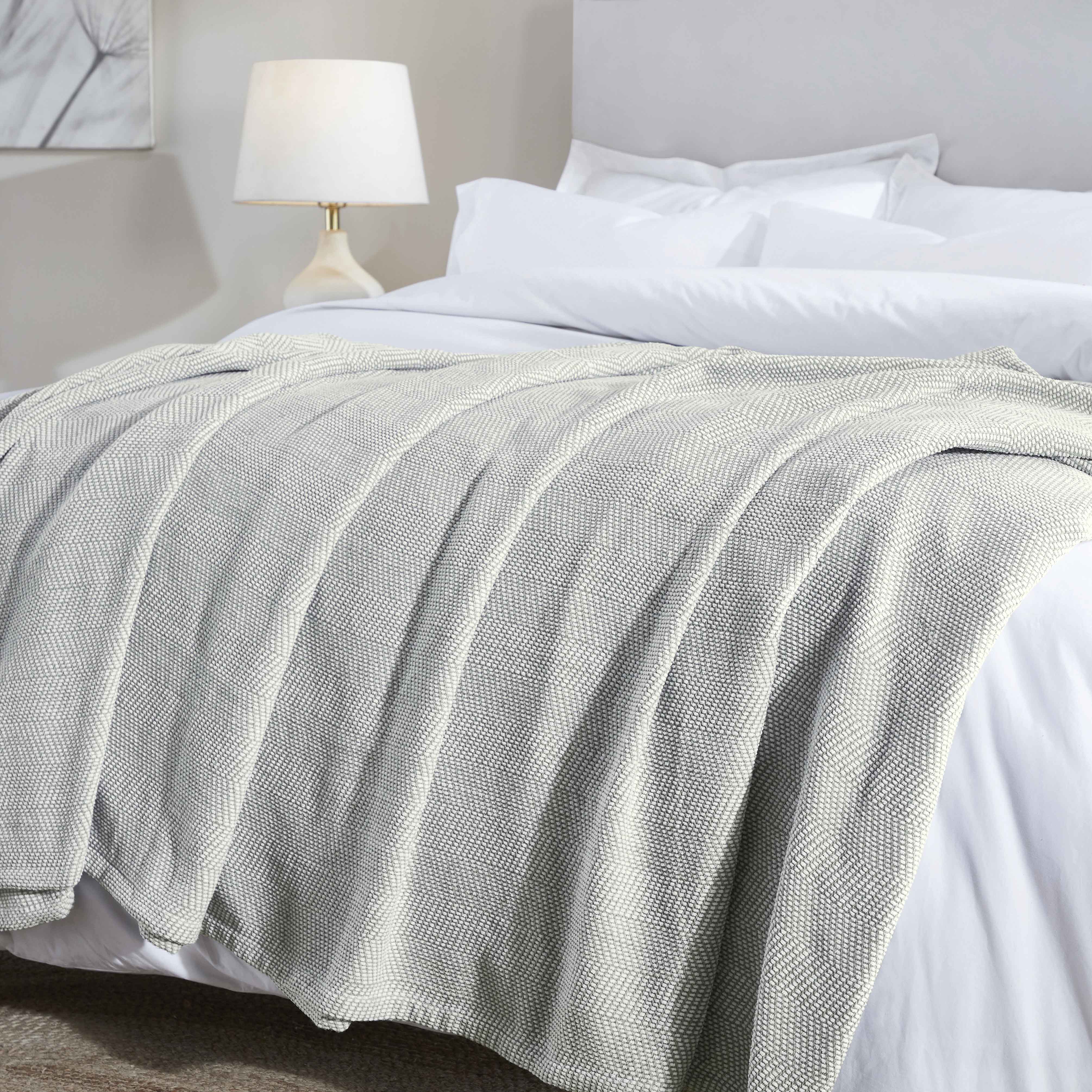 Premium Maya Chenille Herringbone Cotton Blanket - Medium Weight Soft Throw for Bed, Sofa & Couch - Cozy Home Decor for All Seasons