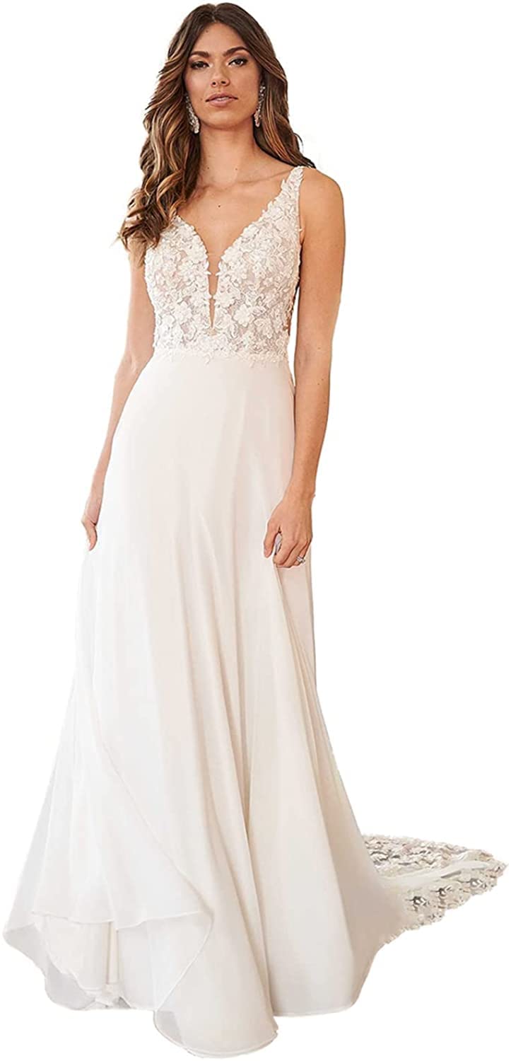 2023 Boho Lace Beach Wedding Dresses for Women - Elegant Beaded Bridal Gowns for Outdoor & Destination Weddings