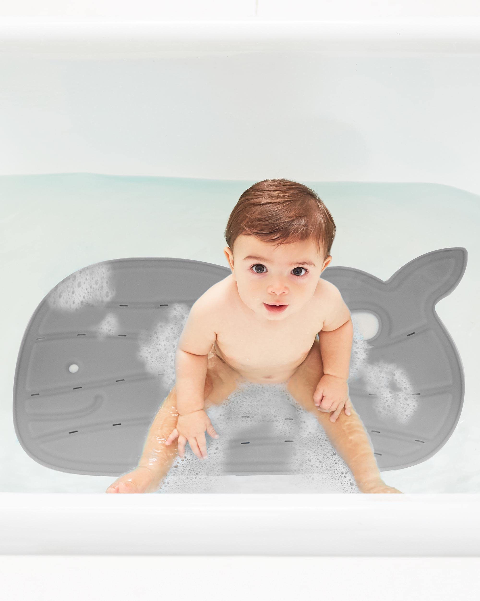 Skip Hop Moby Baby Bath Essential Set with Non-Slip Bath Mat (Grey) - Gentle Newborn & Infant Bathing Kit for Safe Tub Time, Perfect Baby Shower Gift