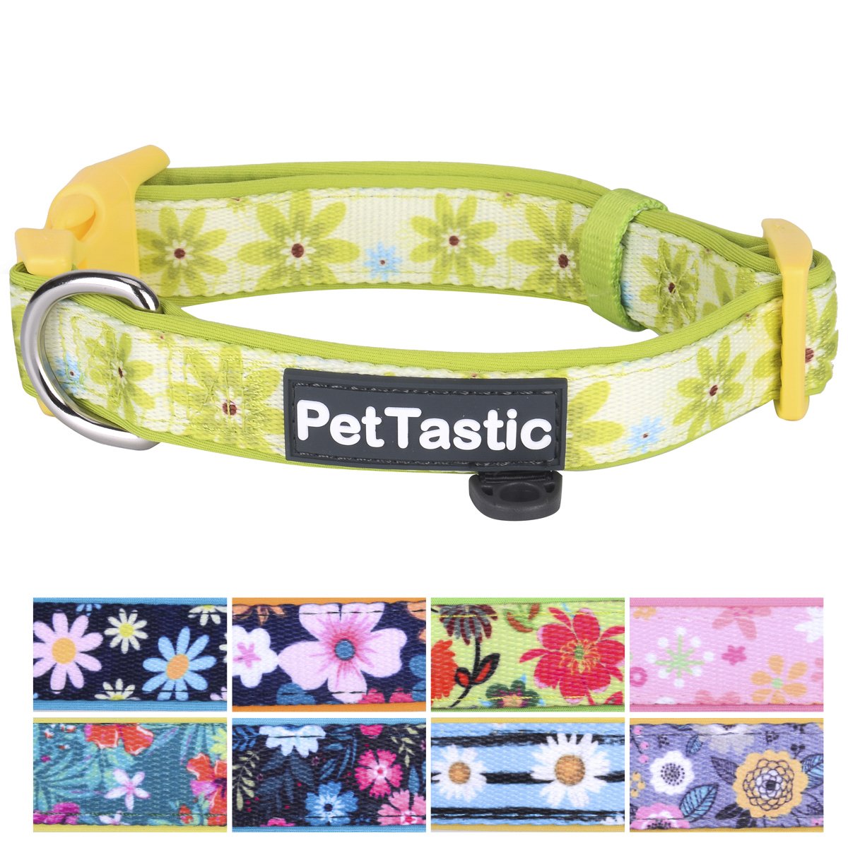 **Durable Adjustable Small Dog Collar - Soft Heavy Duty Pet Collar with Floral Design for Puppies & Adult Dogs - Perfect for Indoor & Outdoor Use - Includes ID Tag Ring - Ideal for Walks, Training & Daily Wear**