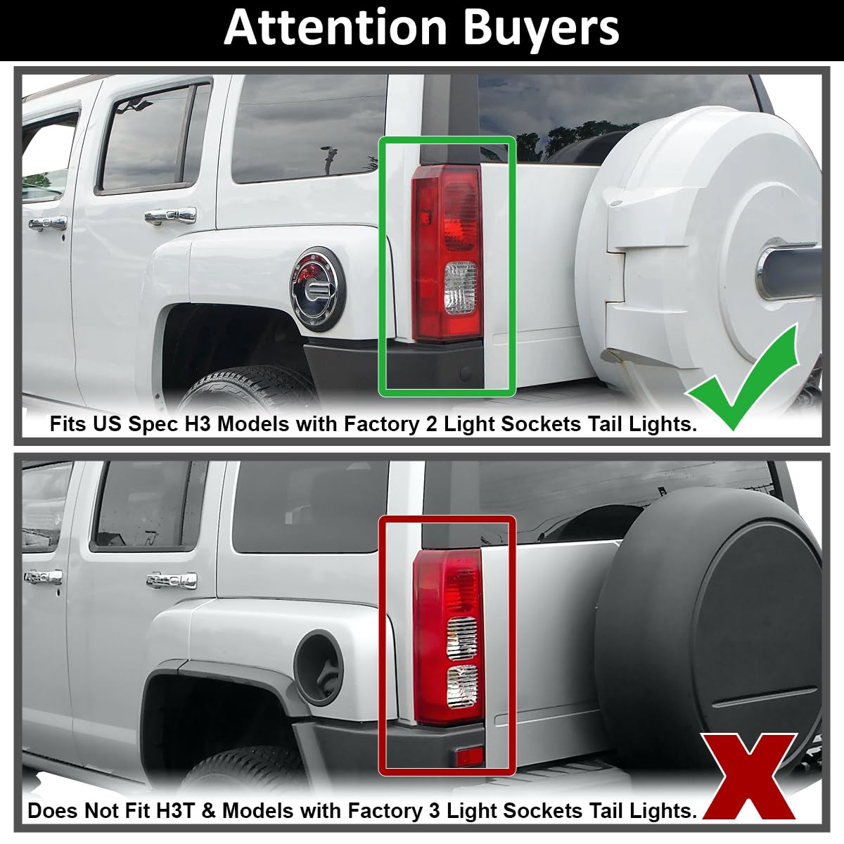 Spec-D Tuning Smoke LED Tail Lights for 2005-2010 Hummer H3 - Left & Right Pair Assembly - Enhanced Visibility & Style for Night Driving & Off-Road Adventures