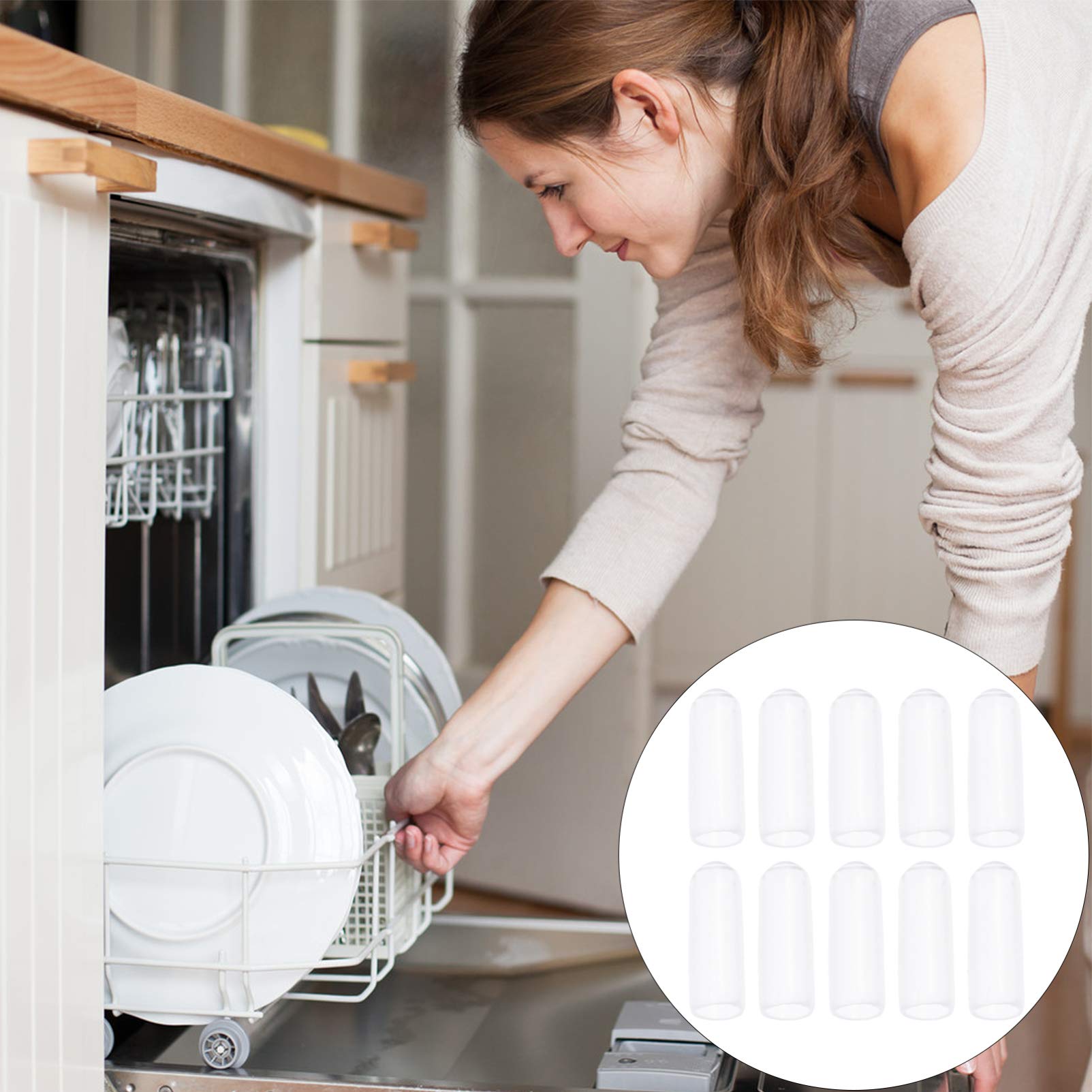 SOLUSTRE 200-Pack Universal Dishwasher Rack Cap Covers - Clear Plastic Dishwasher Wire Thread Protectors, Tine Tips & Sink Cup Washers - Perfect for Kitchen, RV & Commercial Dishwasher Rack Maintenance