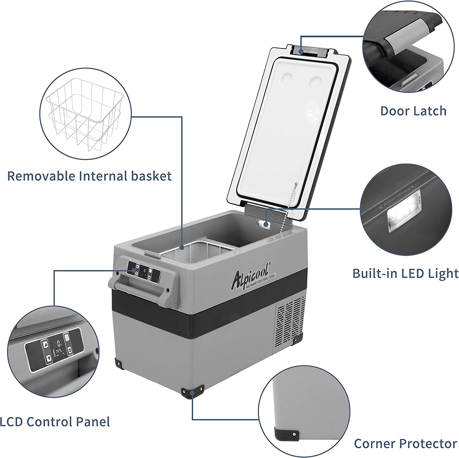 Alpicool CF45 12V Portable Car Refrigerator Freezer - Certified Refurbished | Perfect for Road Trips, Camping & Outdoor Adventures