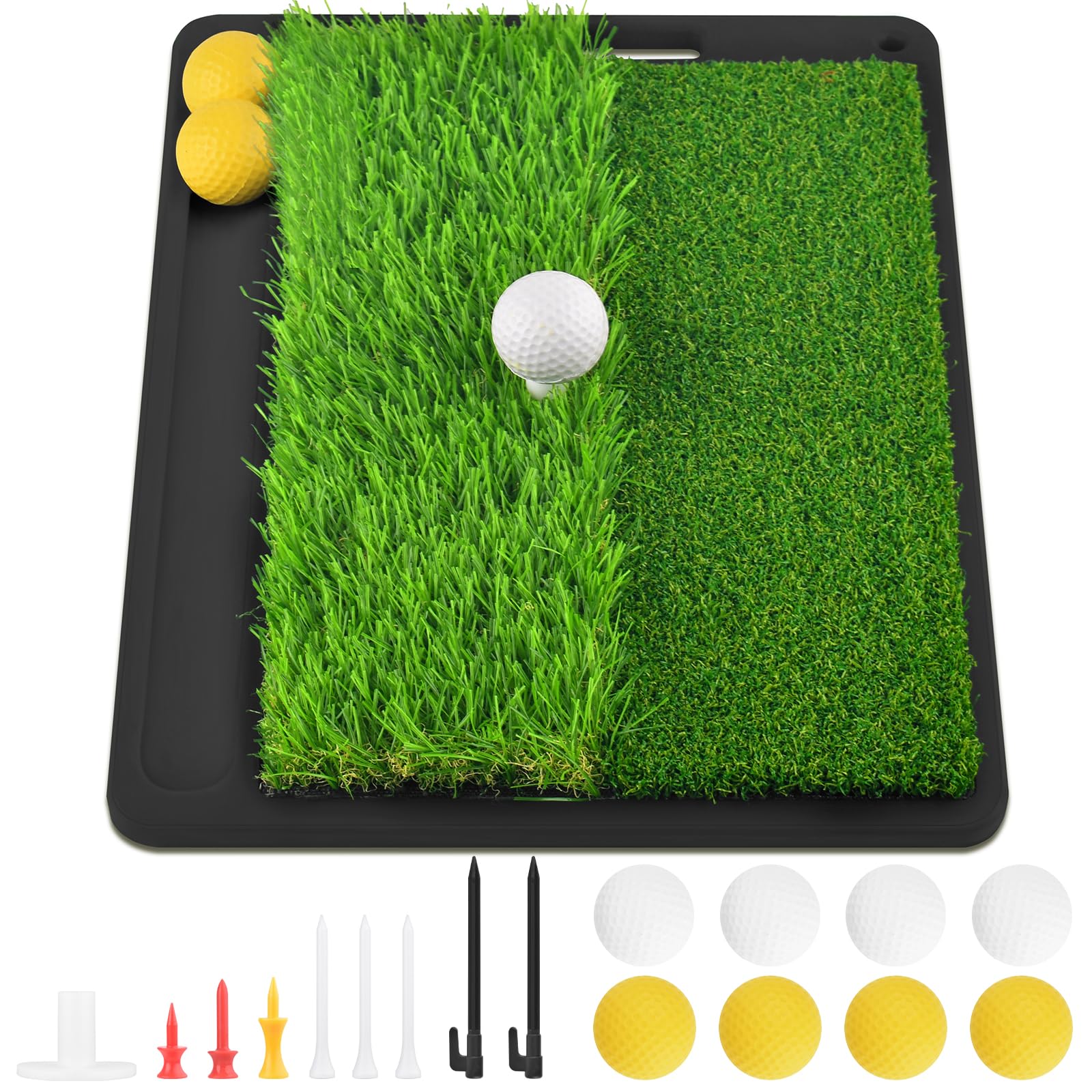 BROTOU Premium Dual-Turf Golf Hitting Mat with Swing Detection & Path Feedback - Indoor/Outdoor Golf Training Mat for Home, Backyard & Driving Range Practice