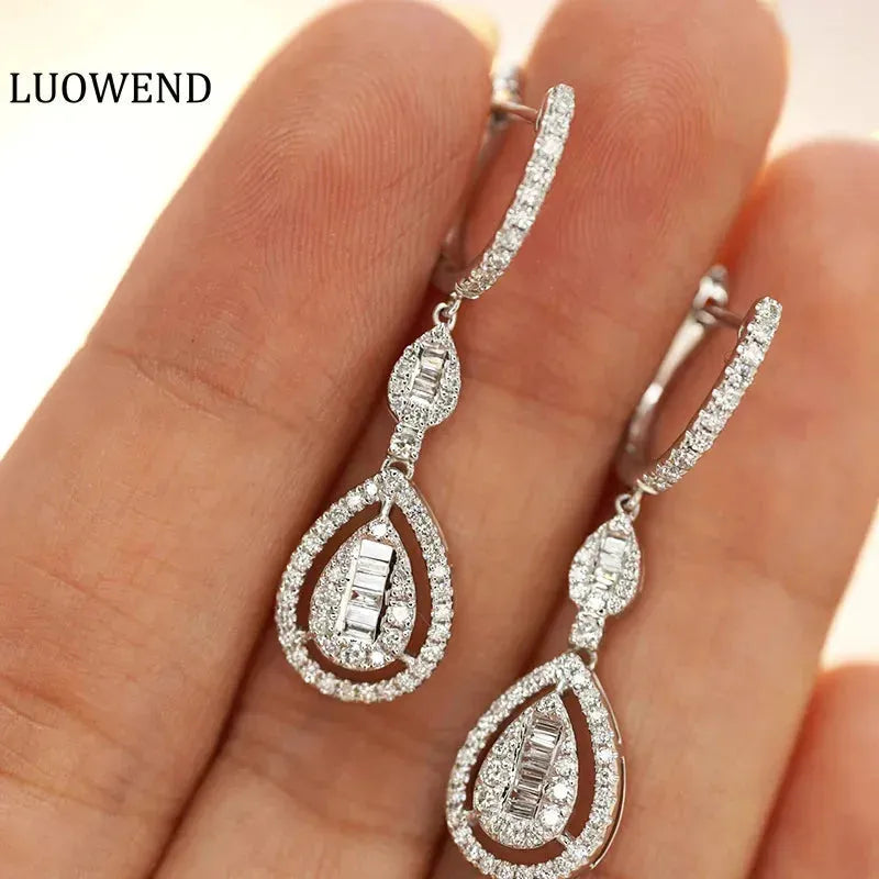18K White Gold Diamond Drop Earrings for Women - 0.74ct Natural Diamond Luxury Jewelry | Elegant Party, Wedding & Evening Wear Accessories