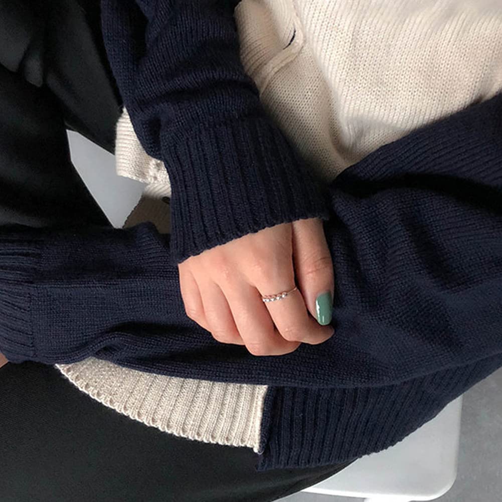 iKASUS Silver Bead Spinner Ring for Women & Men - Stress Relief Anxiety Fidget Ring, Stackable Sensory Toy for ADHD & Focus - Perfect for Office, Travel & Relaxation