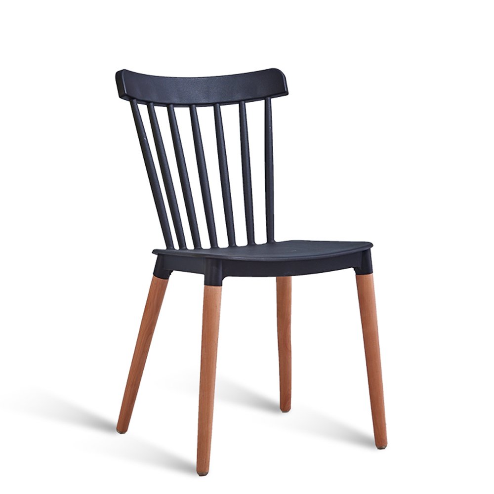 Solid Wood Dining Chair - Modern Nordic Style Home & Restaurant Stool - Black - Perfect for Kitchen, Dining Room, Cafe, and Office Use