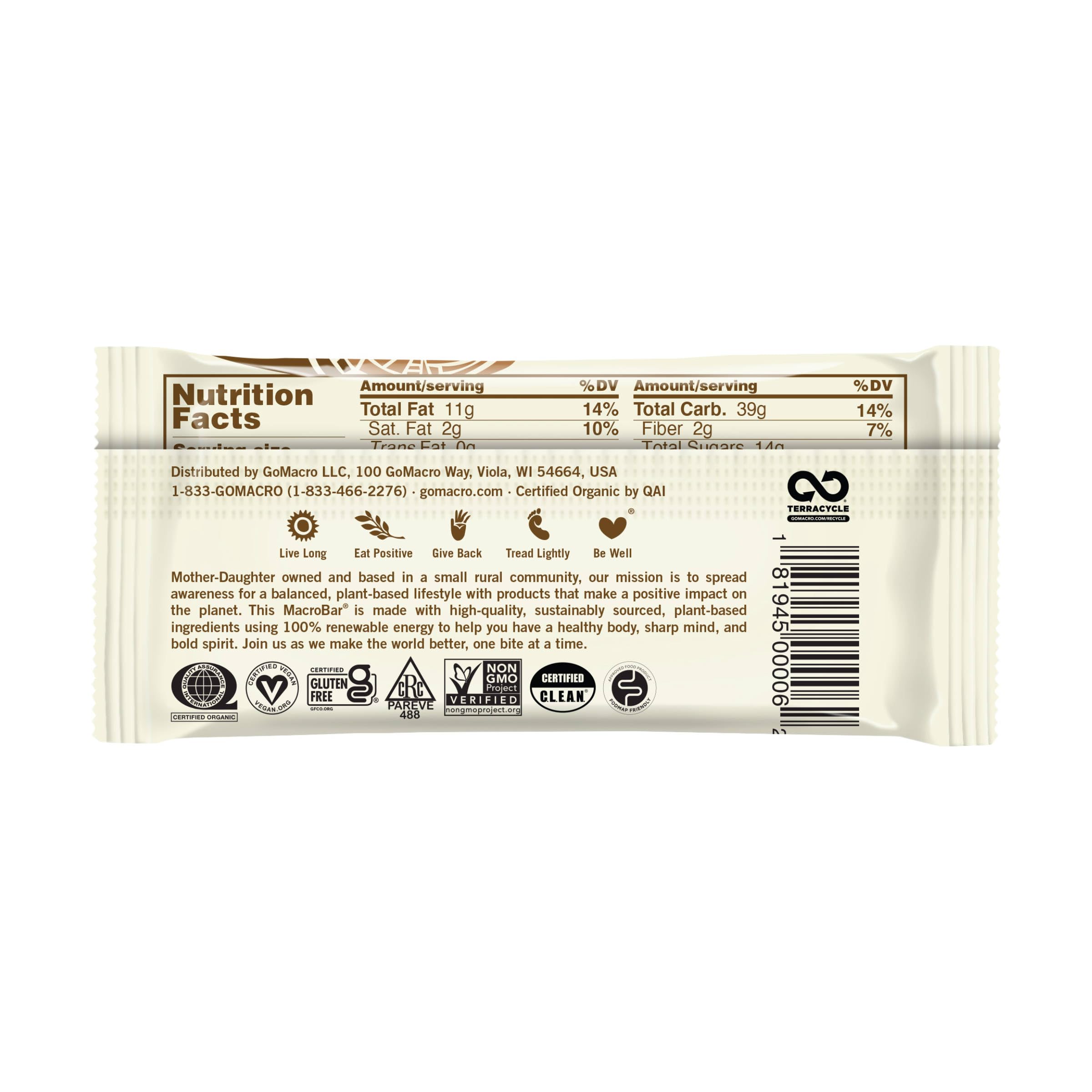 GoMacro Protein Pleasure Bar - Peanut Butter Chocolate Chip, 2.4 oz | Vegan, Gluten-Free, Organic Snack for Hiking, Workouts & On-the-Go Energy