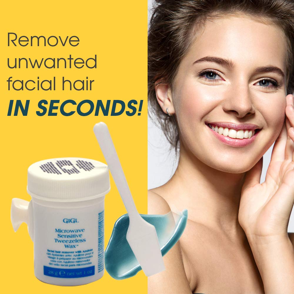GiGi Microwave Tweezeless Wax Kit - Sensitive Skin Hair Removal, Non-Strip Waxing for Painless Bikini & Facial Hair - 2 Pack - Perfect for At-Home Salon Waxing & Smooth Skin Care
