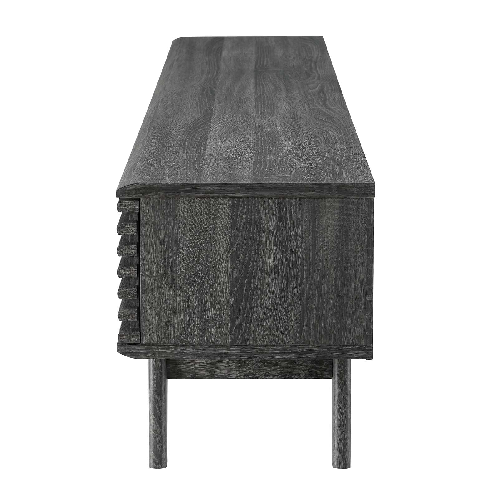 Modern Dark Grey Wood TV Stand Console Table - Stylish Media Entertainment Center for Living Room, Lounge, Hotel & Hospitality Spaces
