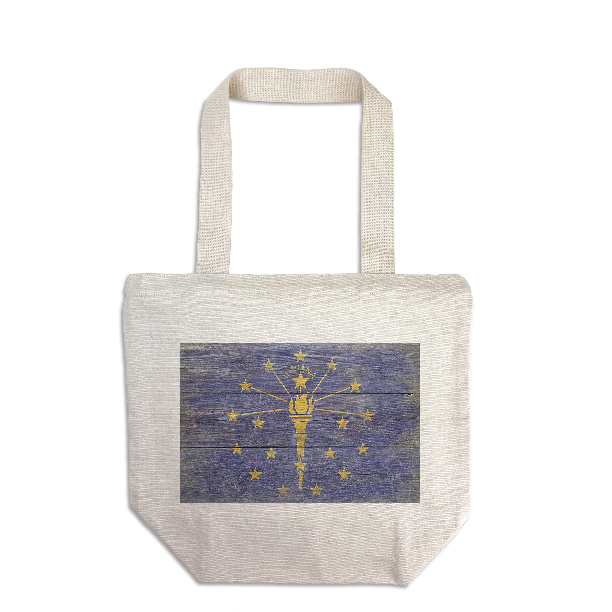 Lantern Press Rustic Indiana State Flag Tote Bag - 100% Cotton Canvas Reusable Shopping Bag for Groceries, Beach & Everyday Use