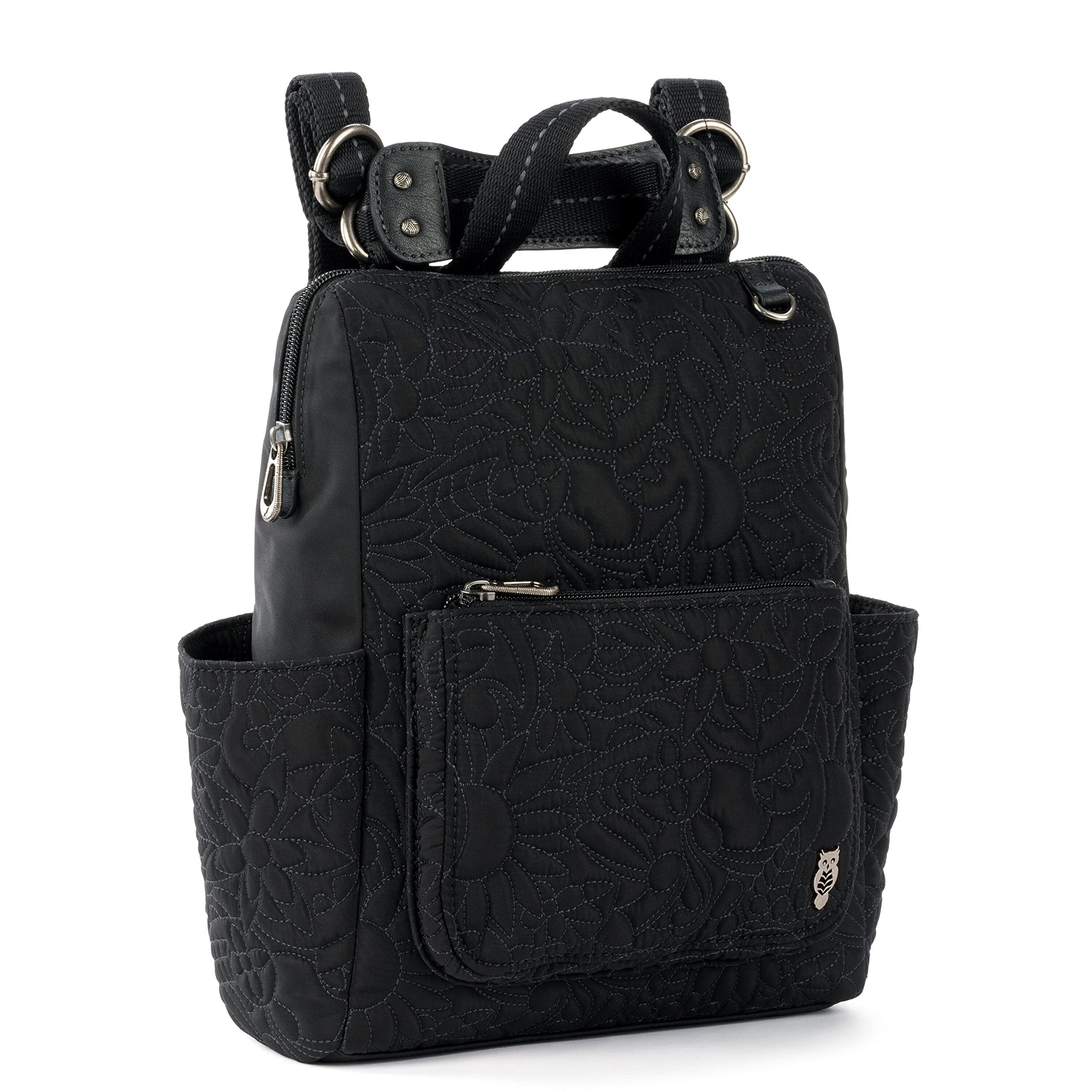 Sakroots Women's Eco-Twill Loyola Small Convertible Backpack - Quilted Black Spirit Desert (One Size US) | Lightweight Travel Bag for Work, School & Outdoor Adventures