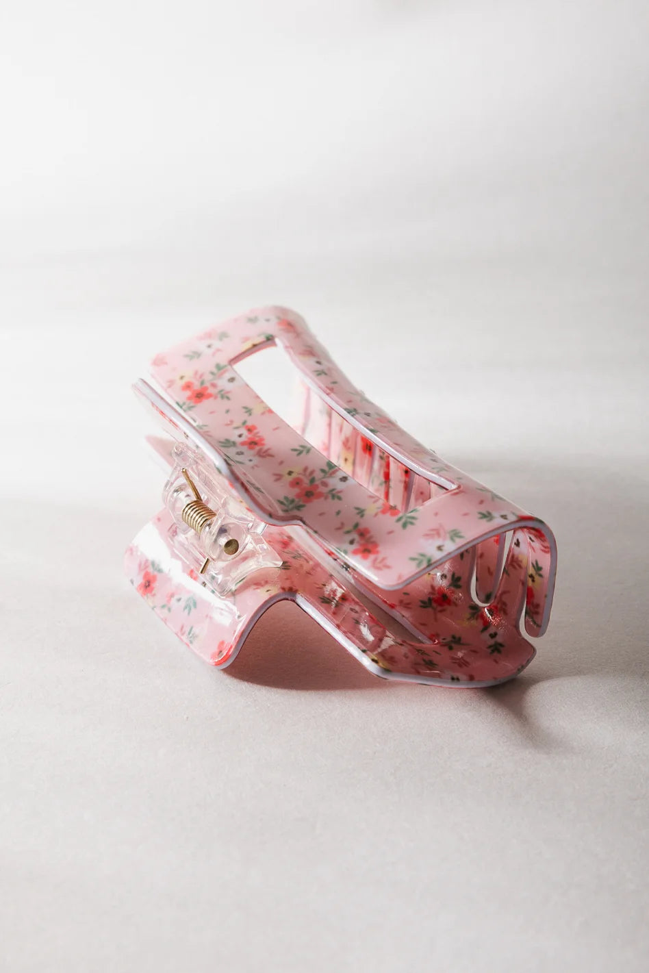 Floral Rectangle Claw Clip in Pink - Hair Claw Clips for Women, Large Hair Clips for Thick Hair, Non-Slip Barrettes for Ponytails, Buns & Updos - Perfect for Work, Parties & Everyday Hairstyles