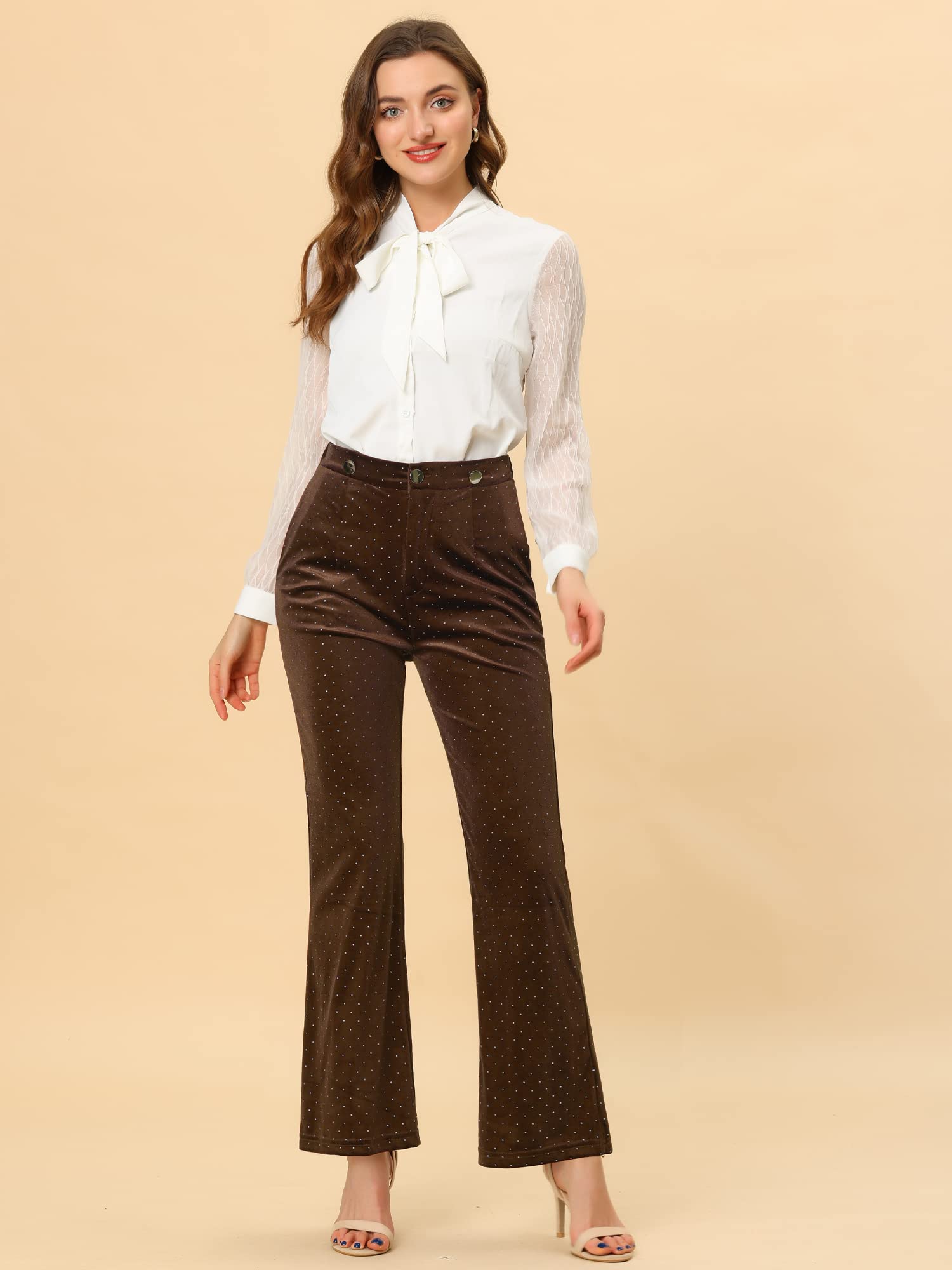Allegra K Women's Velvet Wide Leg Jumpsuit - Retro Shiny Glitter Overalls Pants for Casual Wear, Party Outfits & Holiday Fashion
