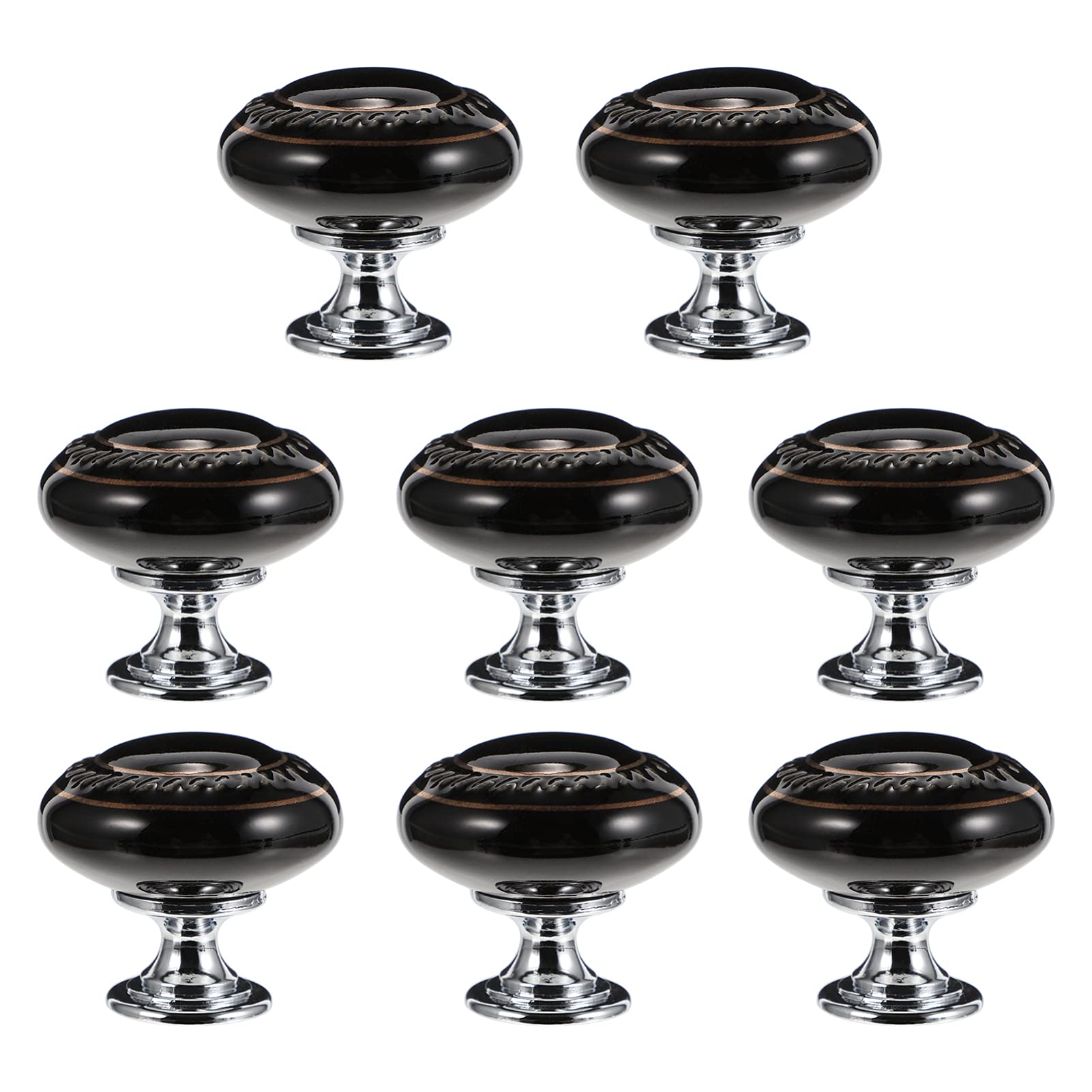 DOITOOL 8-Piece Black Ceramic Cabinet Knobs - Vintage Drawer Pulls for Kitchen Cabinets, Dressers & Cupboards - Durable Ceramic Furniture Handles for Home Decor & DIY Projects