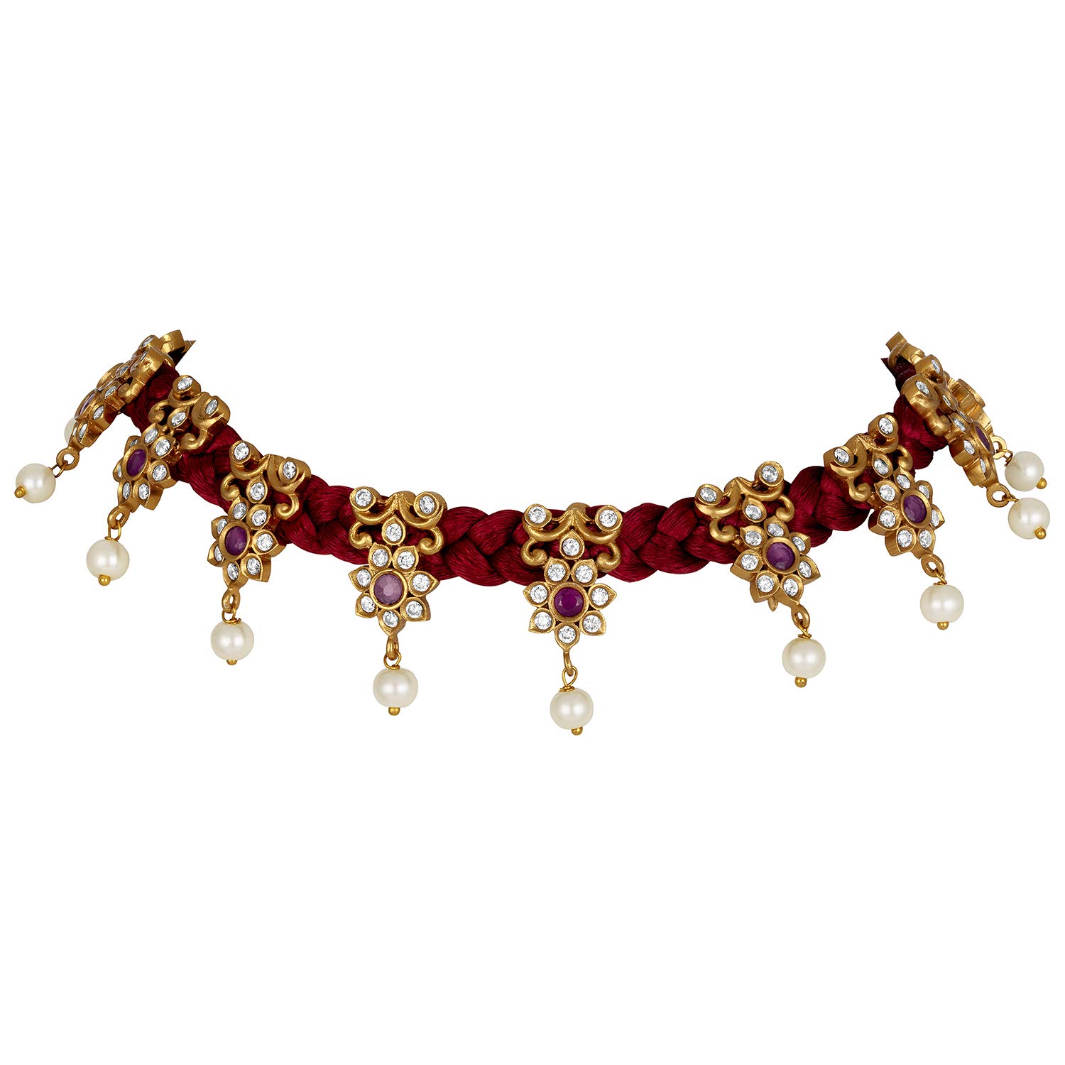 Elegant South Indian Floral Choker Necklace & Earrings Set | Traditional Wedding Jewelry for Women & Girls | Perfect for Bridal, Festive & Ethnic Fashion Occasions