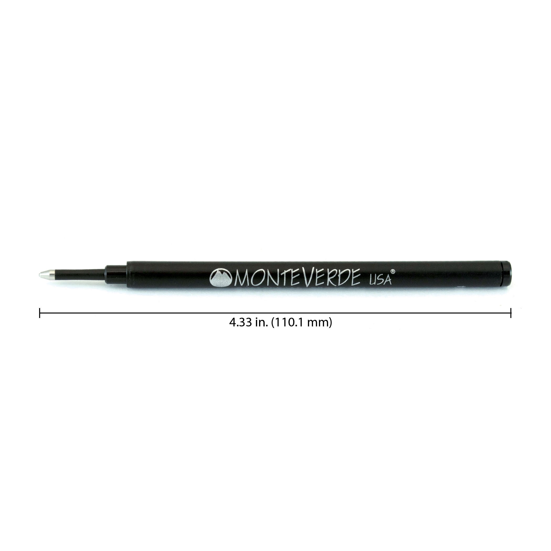 Monteverde Black Rollerball Refill - Medium Point Plastic Resin Tube for Smooth Writing - Ideal for Journals, Planners, and Office Use