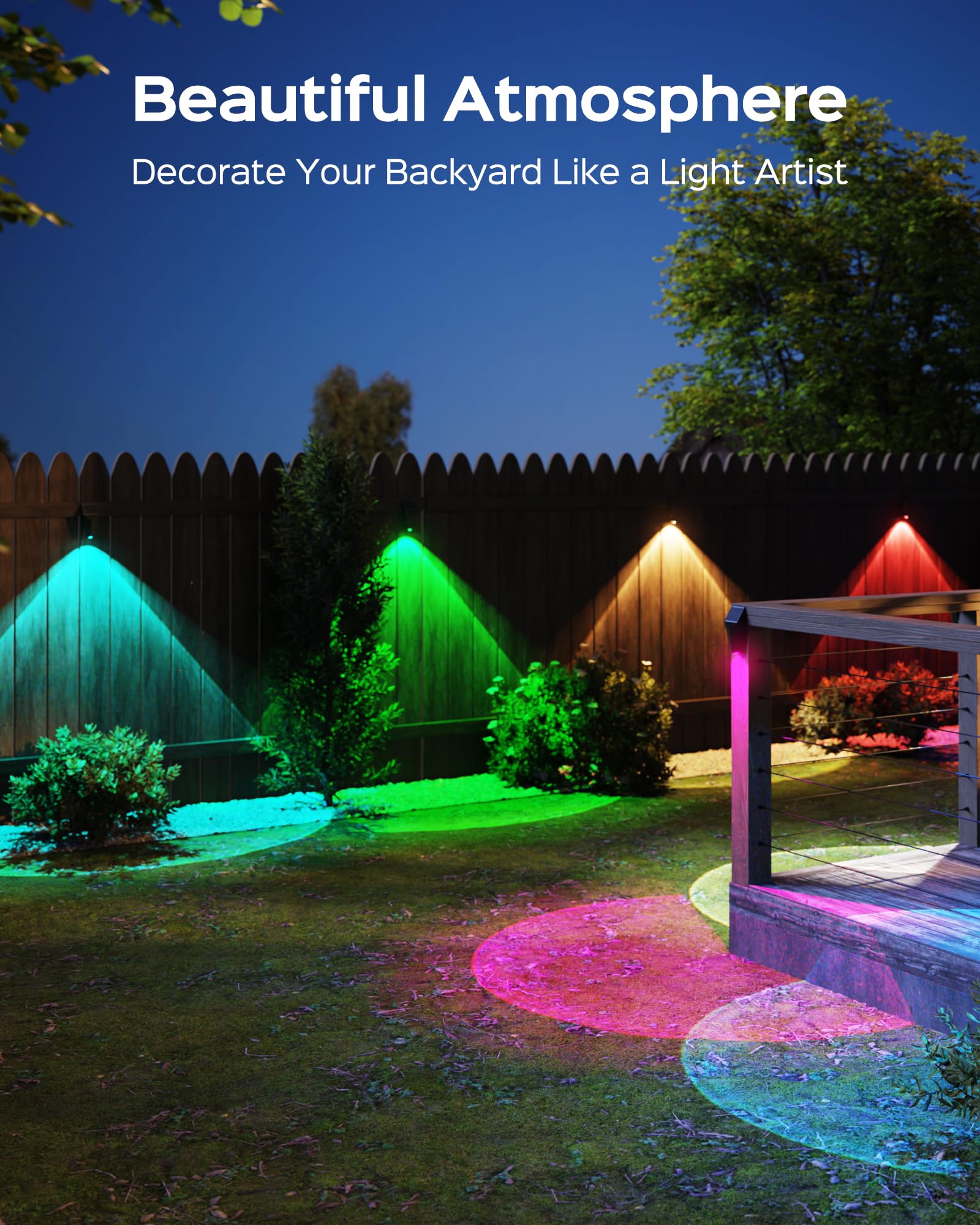JACKYLED 2024 New Solar Fence Lights - 50 Lumens Bright Waterproof Outdoor LED Deck Lights for Patio, Railing, Wall & Garden - Solar Powered Landscape Lighting (12 Pack, Black) - Perfect for Backyard, Pathway & Driveway Illumination