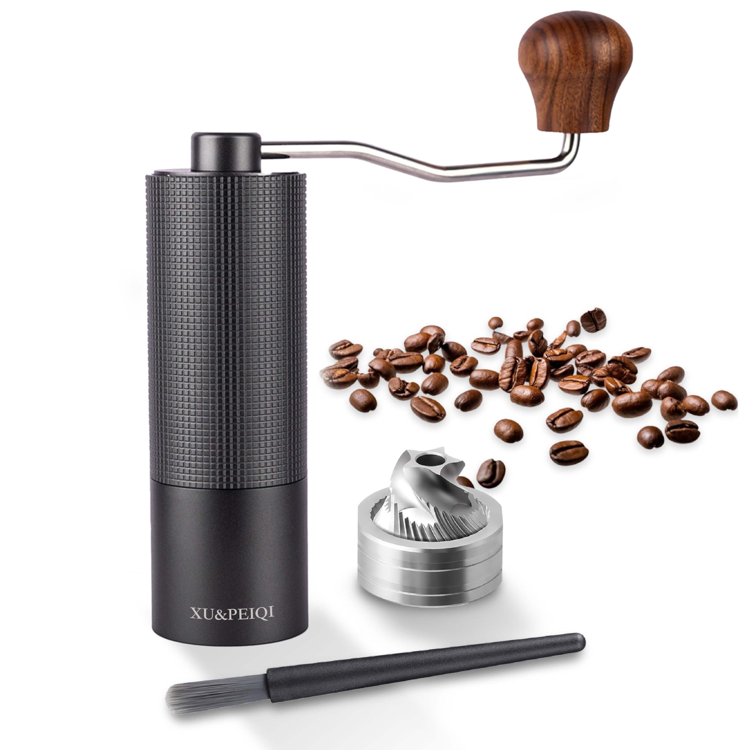Premium Manual Coffee Grinder with Adjustable Conical Burr - 25g Capacity for Espresso, Mocha & French Press (S5 Black) | Perfect for Home Brewing, Camping & Travel Coffee Enthusiasts
