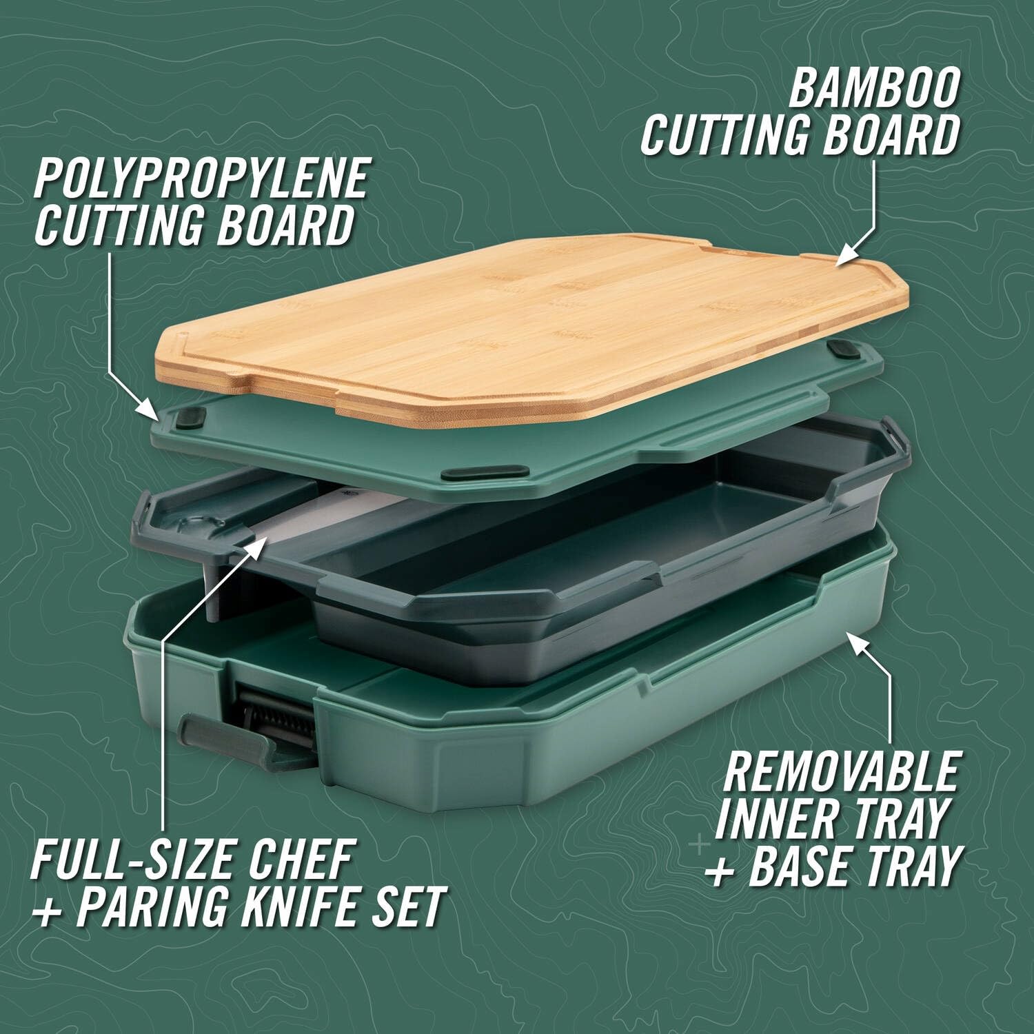 Gerber Gear ComplEAT Cutting Board Set - Premium Polypropylene & Bamboo Cutting Boards with Chef's Knife & Paring Knife - Compact Nesting Design for Camping, RV & Small Kitchen Spaces