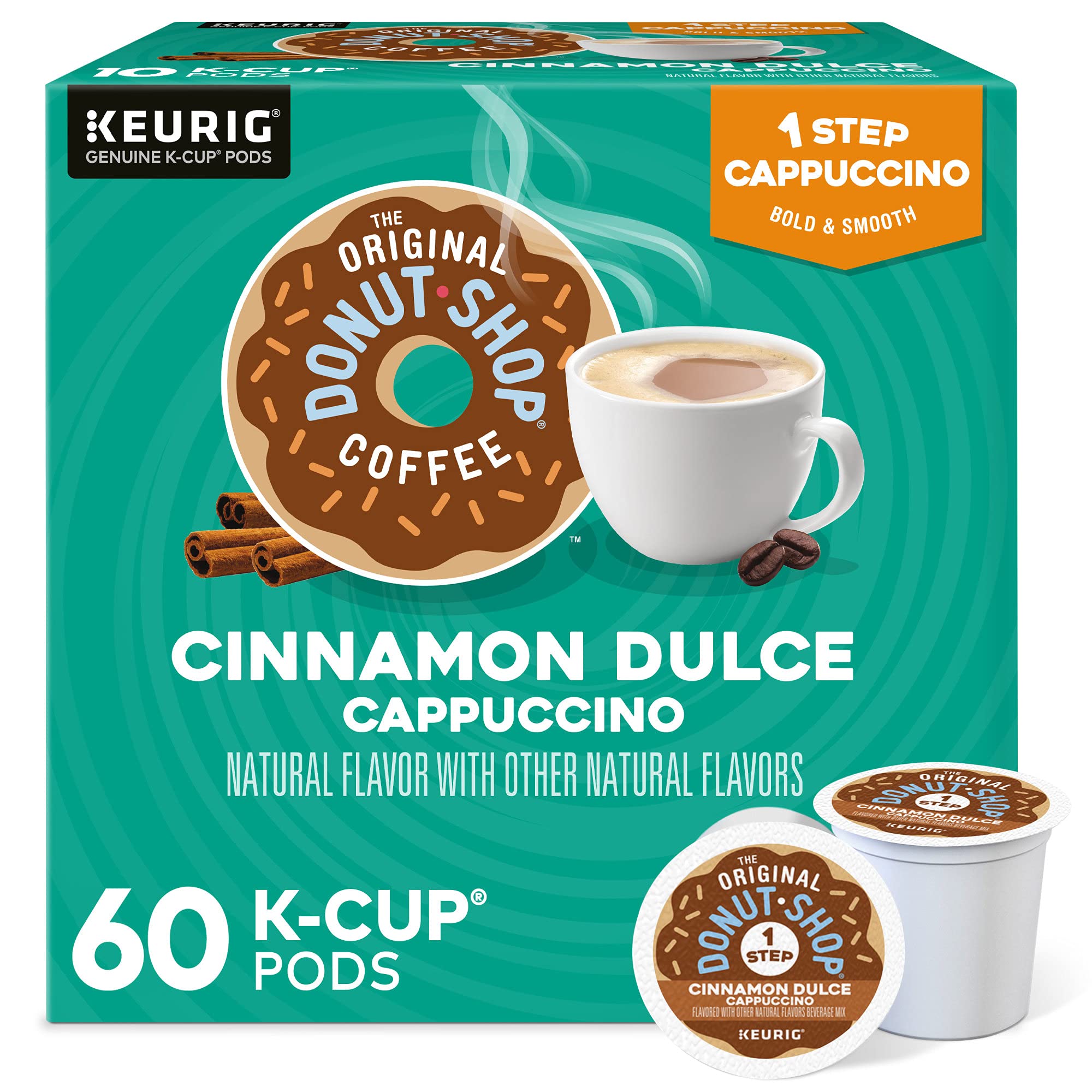The Original Donut Shop One-Step Cinnamon Dulce Cappuccino Keurig K-Cup Pods - 60 Count (6 Packs of 10) - Perfect for Home, Office & Breakfast Time