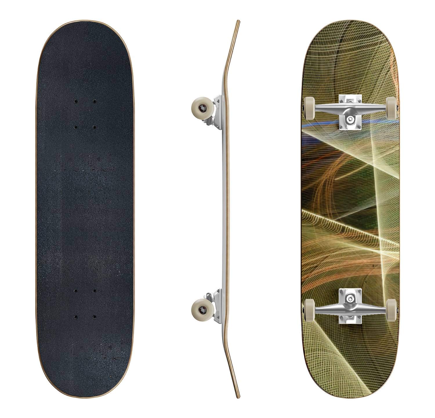 EFTOWEL Skateboard - Abstract Futuristic Design with Color Texture & LED Lighting Effects | Classic Concave Deck for Beginners & Pro Riders | Perfect for Street Skating, Park Tricks & Teen Gifts | Durable Longboard for Extreme Sports & Commuting