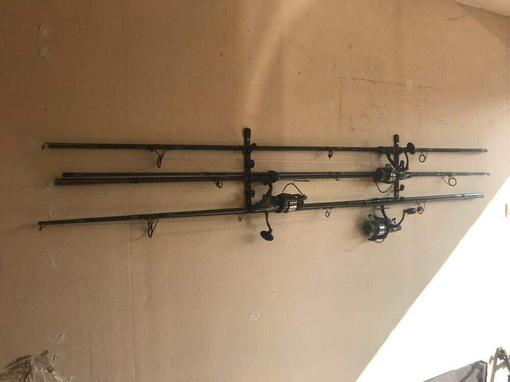 Premium Fishing Rod Wall Mount Storage Rack - Heavy Duty 5-Rod Holder for Garage, Cabin, Basement & Boat - Secure Organizer for Fishing Gear & Equipment - Perfect for Anglers & Outdoor Enthusiasts