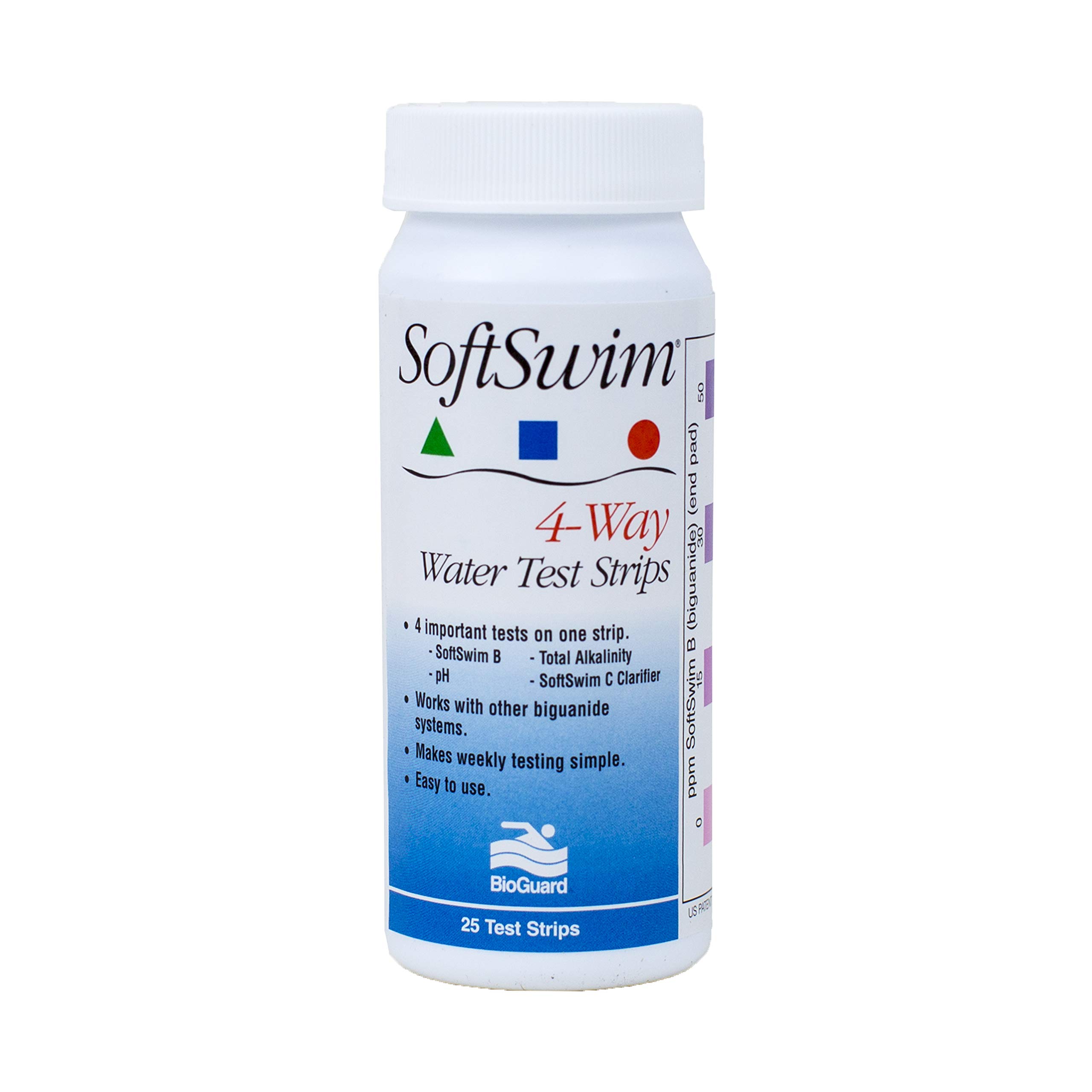BioGuard SoftSwim 4-Way Pool Test Strips – 25 Count Pack for Quick & Accurate Swimming Pool Water Testing – Ideal for Home Pools, Spas, and Hot Tubs