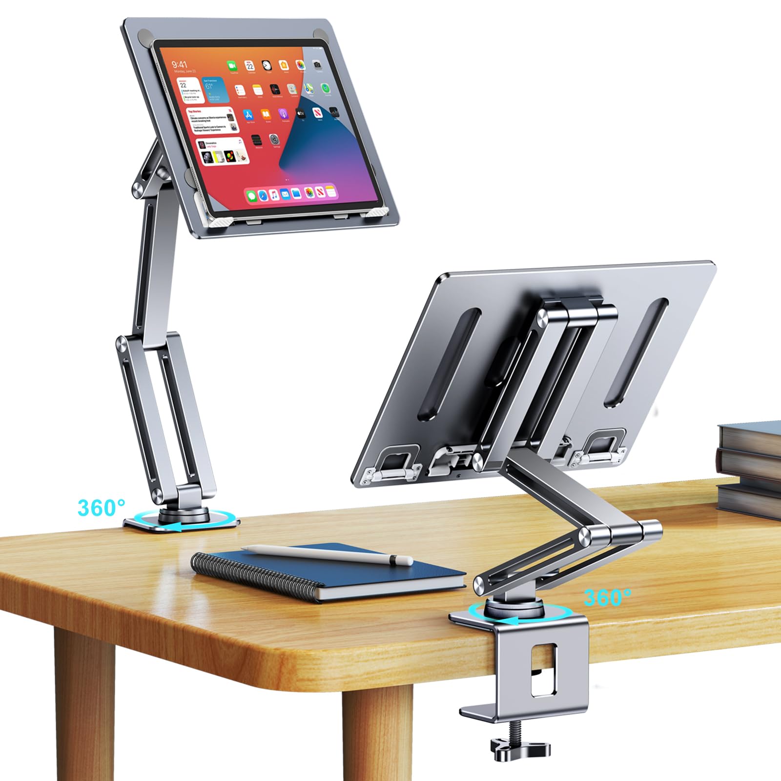360° Rotatable OATSBASF Tablet Stand - Adjustable iPad Holder for Desk, Portable Monitor Stand for Computer, Cookbooks & Recipes | Perfect for Home Office, Kitchen & Reading