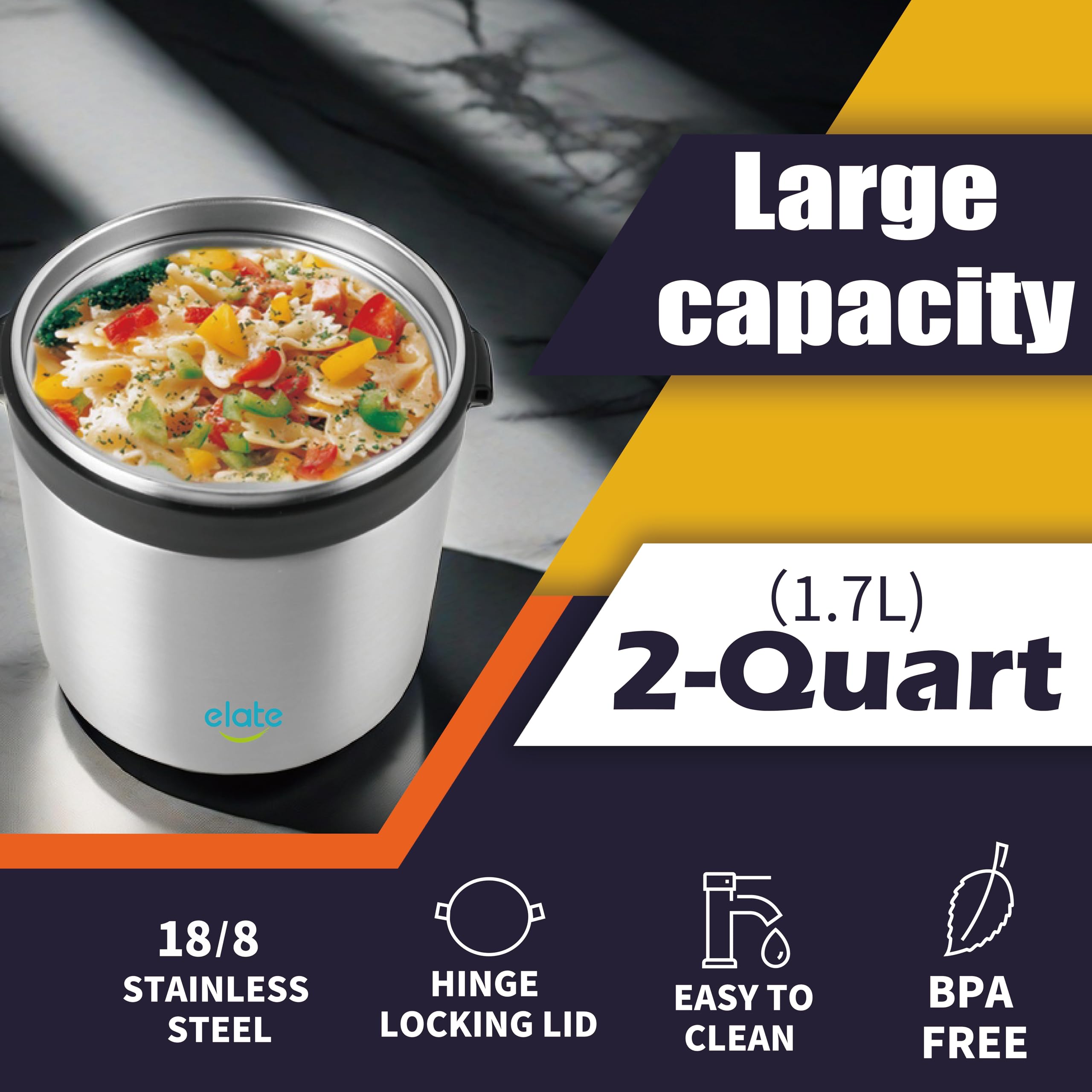 64oz Vacuum-Insulated Stainless Steel Food Thermos | Wide-Mouth Hot Food Container for Lunch, Camping & Travel | Leak-Proof Thermal Jar for Soup, Stew & Meals | Perfect for Office, Hiking & Picnics