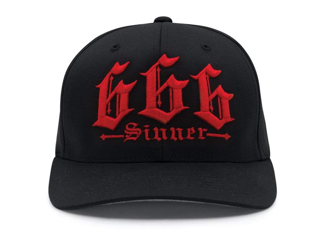 RED DEVIL CLOTHING 666 Sinner Cap Black - Gothic Baseball Hat for Men & Women | Perfect for Halloween, Punk Fashion & Streetwear Outfits