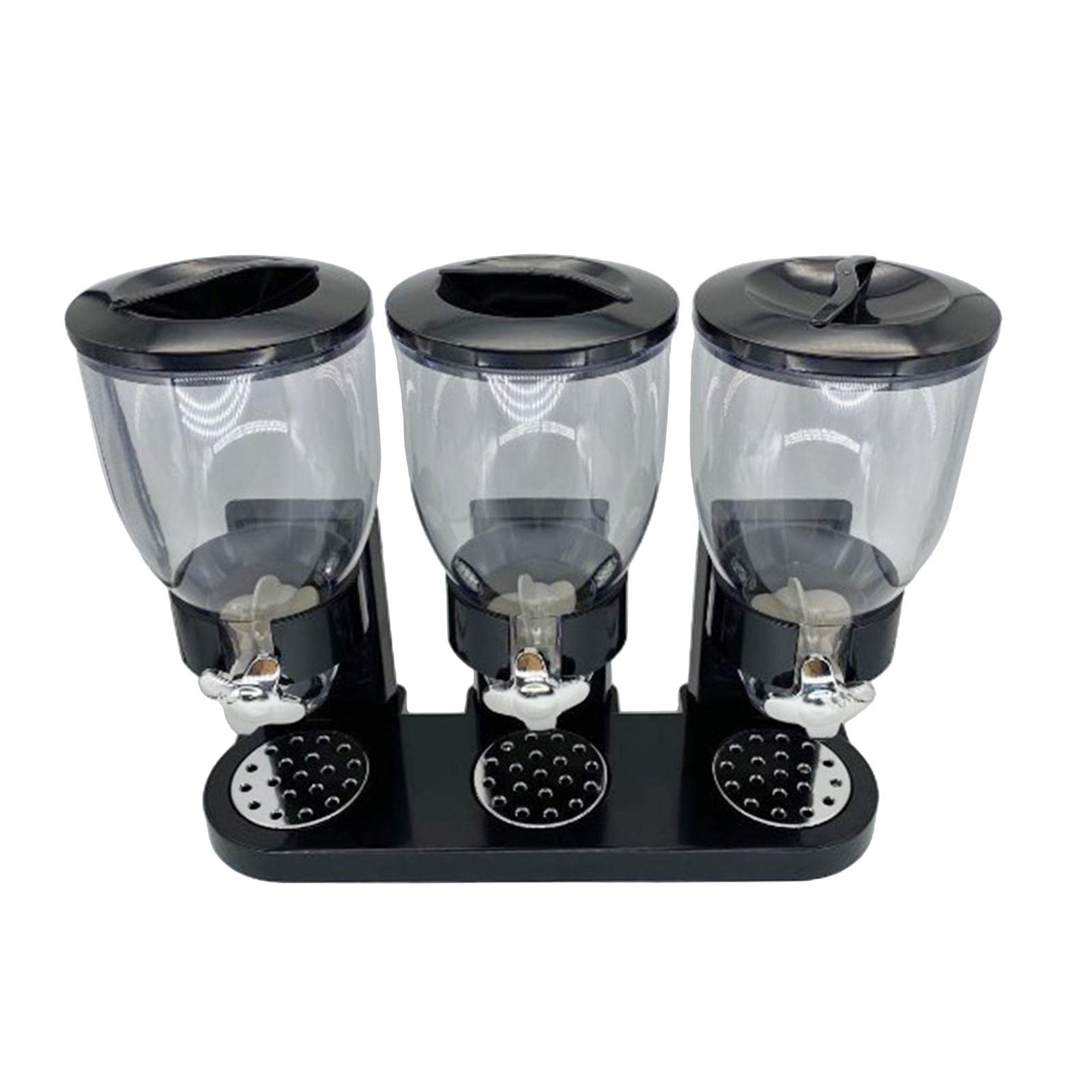 FLAMEER 3-in-1 Cereal Storage Container - Airtight Plastic Oatmeal Dispenser Jar for Kitchen Pantry Organization | Perfect for Breakfast Cereal, Granola & Snack Storage (Black) - Ideal for Home, Office & Dorm Use