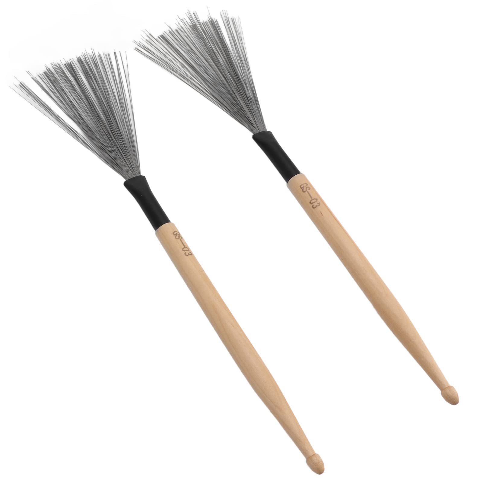 1 Pair Drum Stick Brushes with Maple Wooden Handle - Dual Purpose Steel Wire Drum Brushes for Rock Band, Jazz, Folk | Perfect for Drummers, Beginners & Students | Great for Live Performances, Practice Sessions & Studio Recording