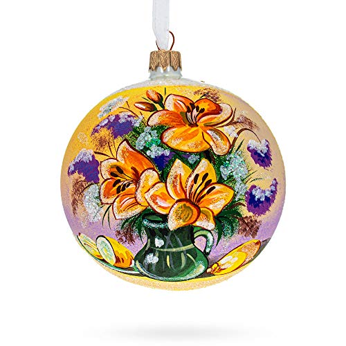 4 Inch Glass Ball Floral Vase Christmas Ornament - Elegant Holiday Home Decor for Tree, Mantel & Gift Giving