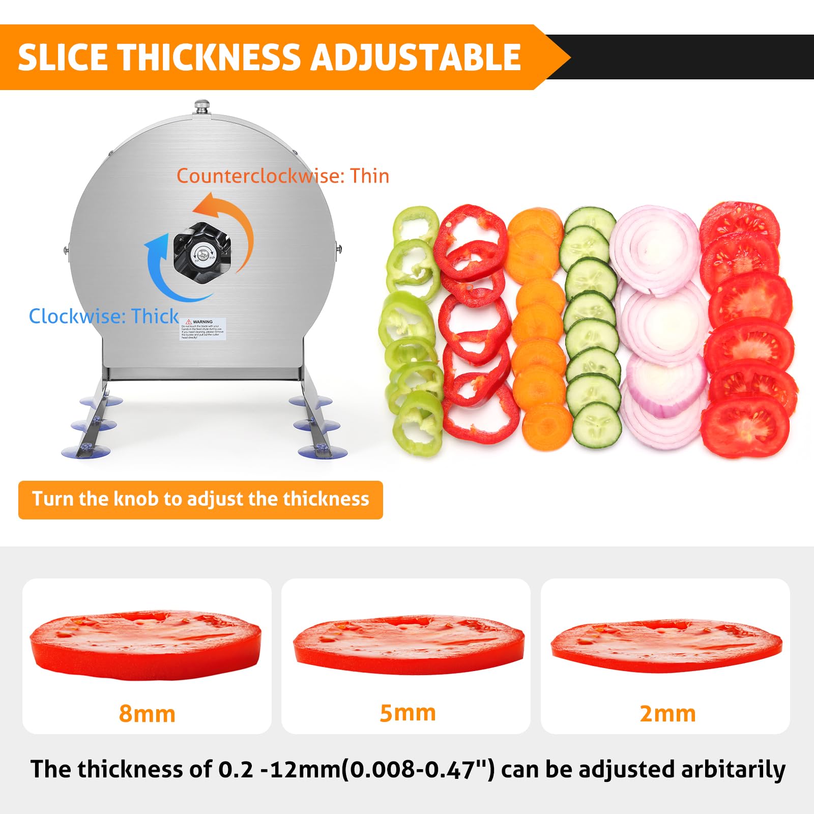 WICHEMI 2-in-1 Electric & Manual Vegetable Slicer - Stainless Steel Commercial Food Processor for Fruits, Cabbage Shredding - Perfect for Restaurants, Catering & Home Kitchen Use