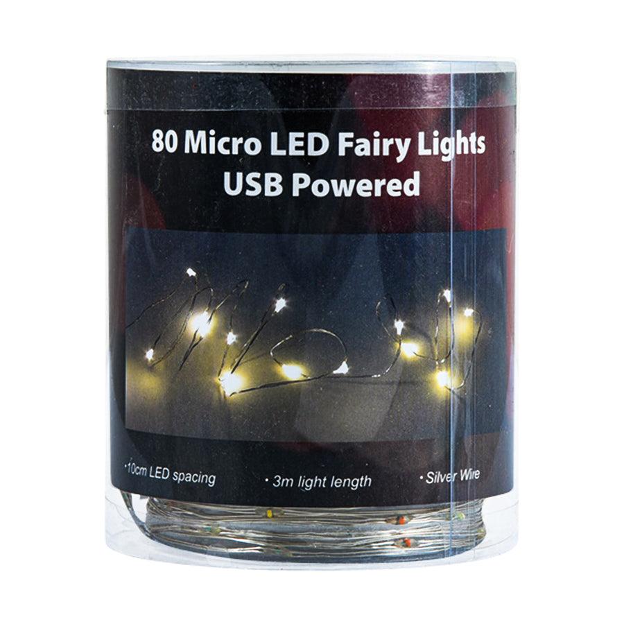 TRENDECOR USB 80 LED Dewdrop Lights - 8M Silver Wire Fairy String Lights with Remote (Multi-Color RGYB) for Bedroom, Wedding, Party & Home Decor