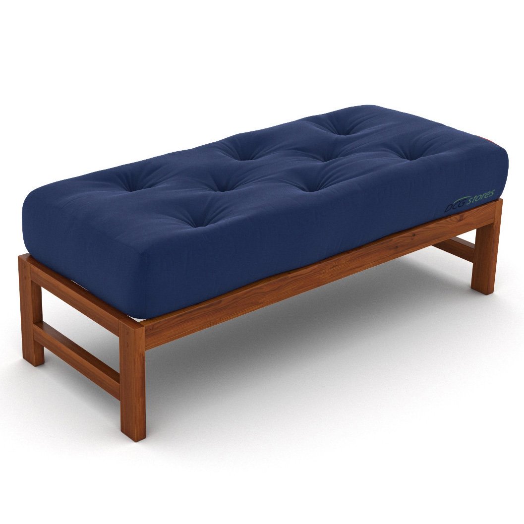 Premium 8-Inch Plush Futon Loveseat Ottoman Mattress - Ultra Comfortable Navy Twill Fabric - Handcrafted in USA - Perfect for Small Spaces, Guest Rooms & Cozy Lounging