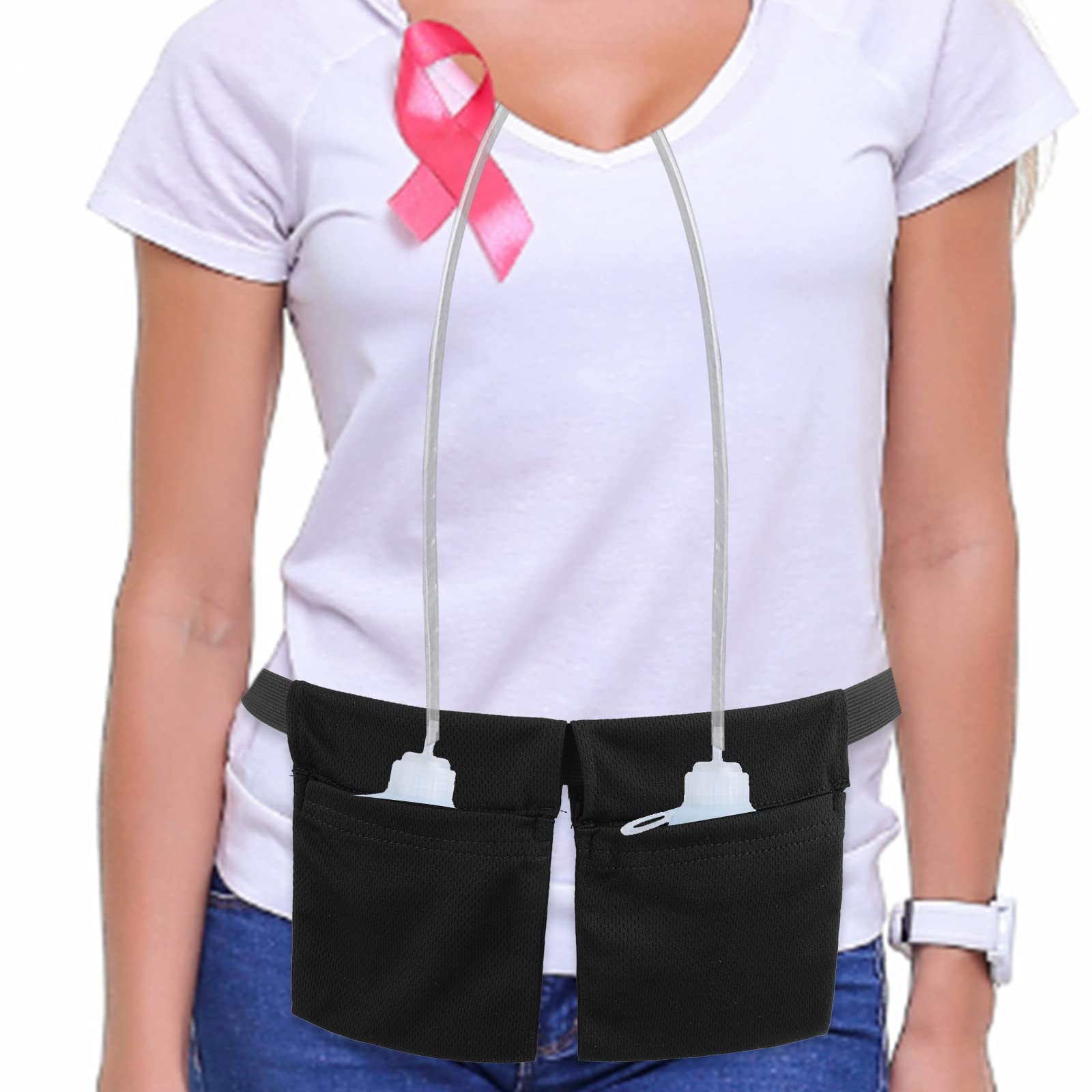 **Post Surgery Abdominal Binder & Mastectomy Drain Holder - Adjustable Drain Pouch with Shower Bag for Tummy Tuck & Breast Reduction Recovery - Black (Ideal for Post-Op Care, Showering & Daily Comfort)**