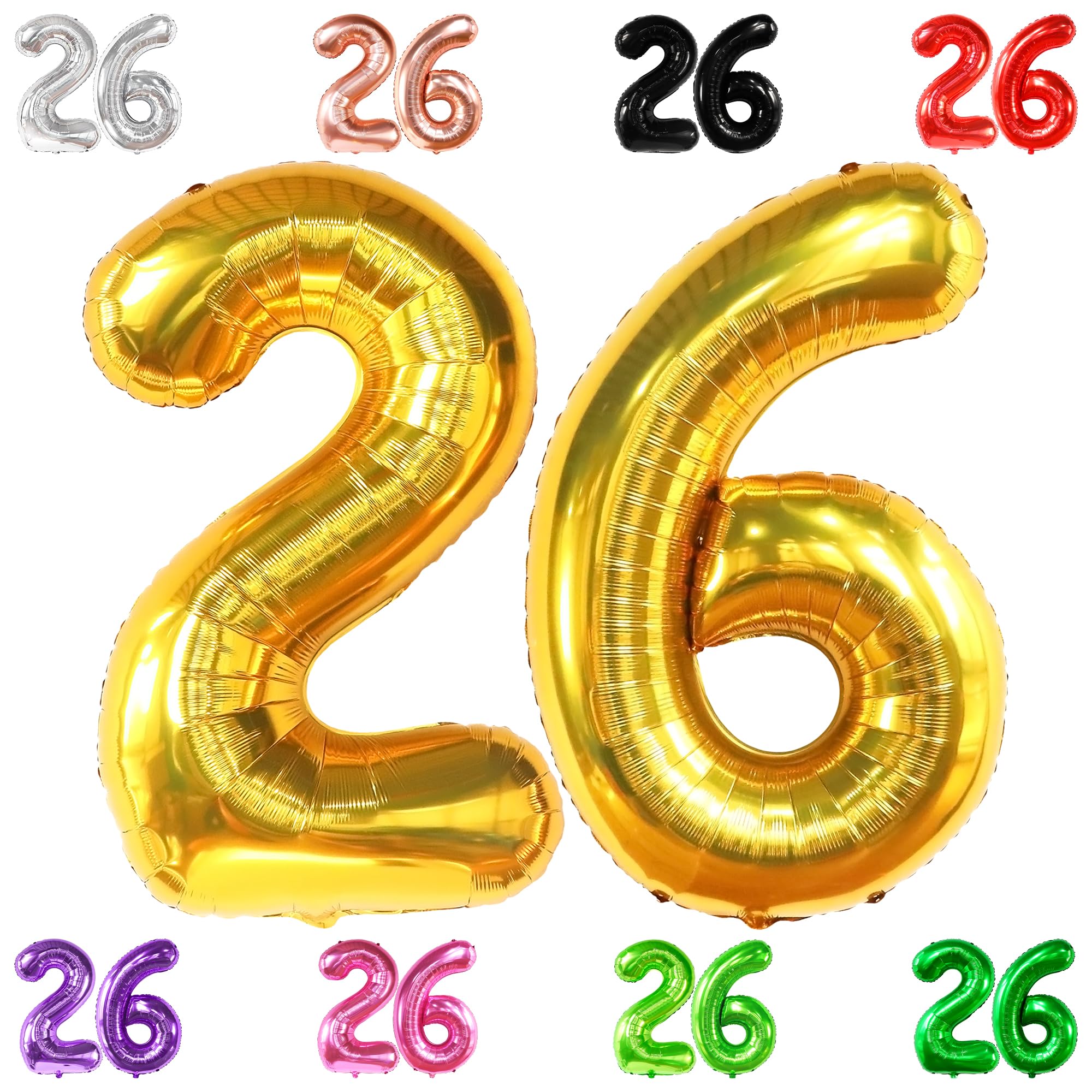 **KatchOn Giant 26 Balloon Number Gold - 40 Inch | Gold 26 Birthday Balloons for Men & Women | Anniversary & Party Decorations | Perfect for Birthdays, Anniversaries, Graduations & Special Events**